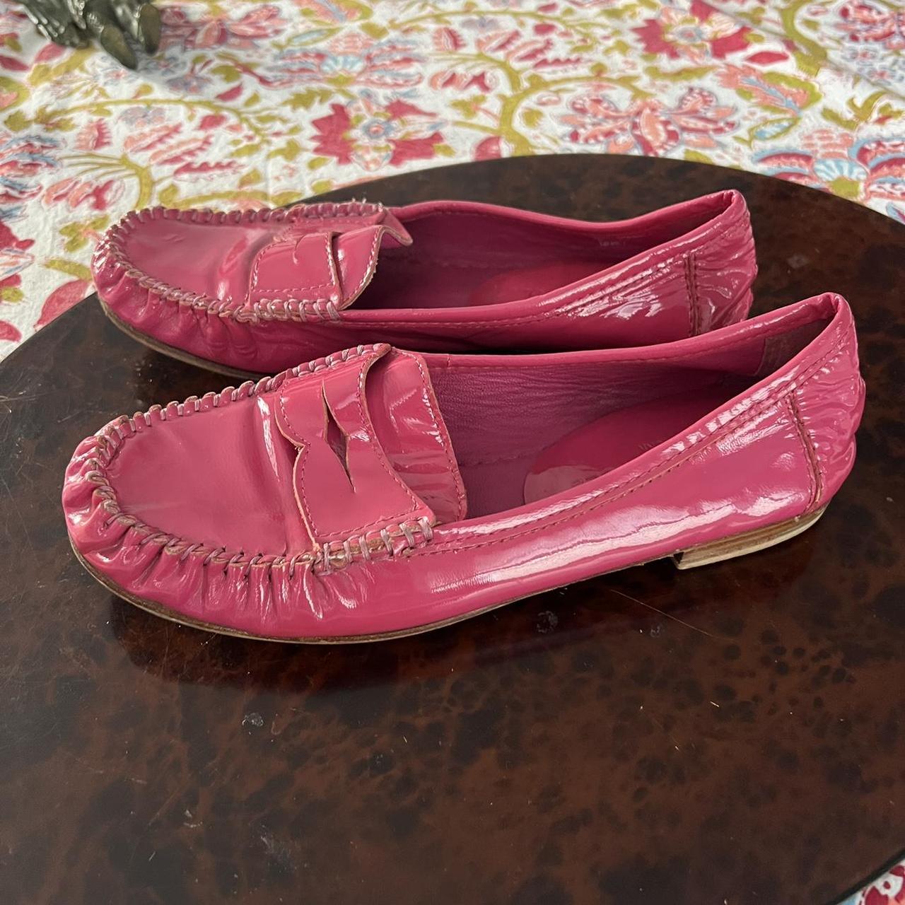 Cole Haan Hot Pink Loafers Patent leather Size 7... Depop