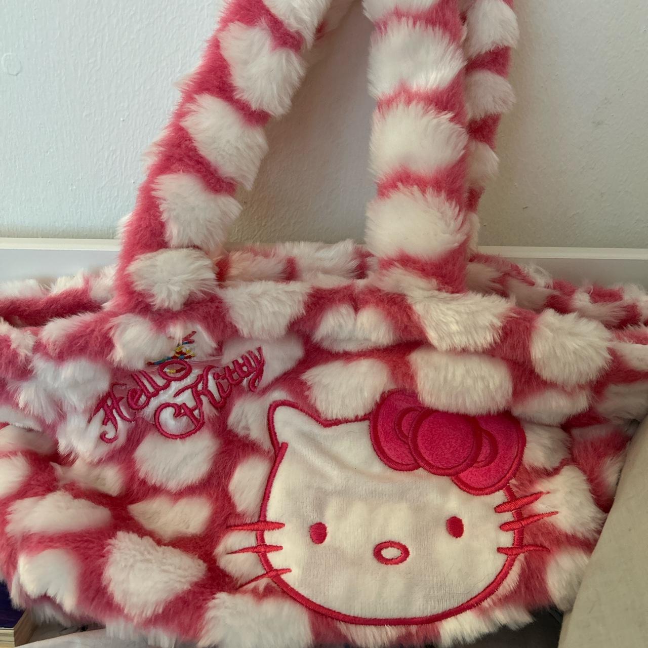 pink fluffy hello kitty shoulder purse... - Depop