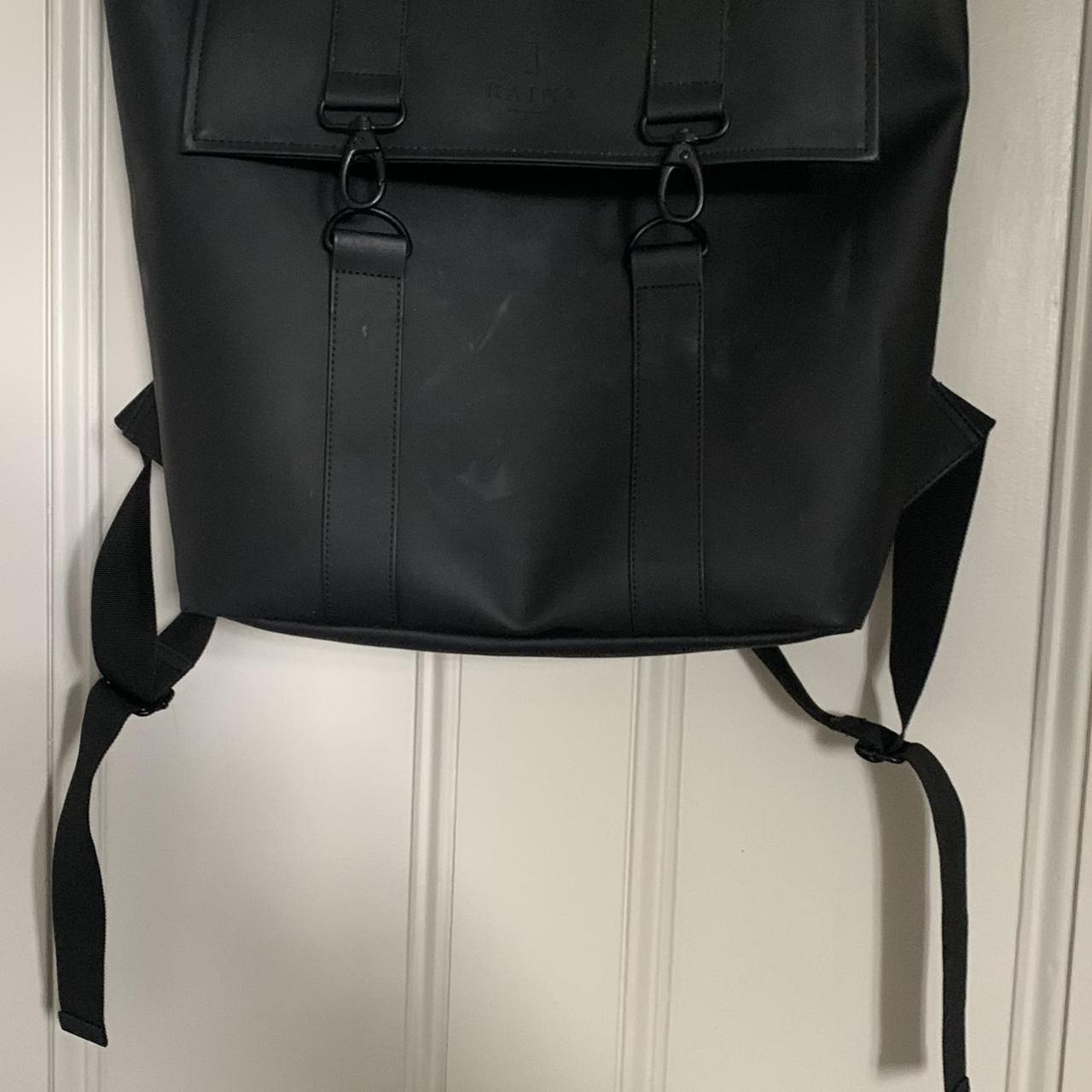 Rains black backpack A few scuffs on the front but... - Depop