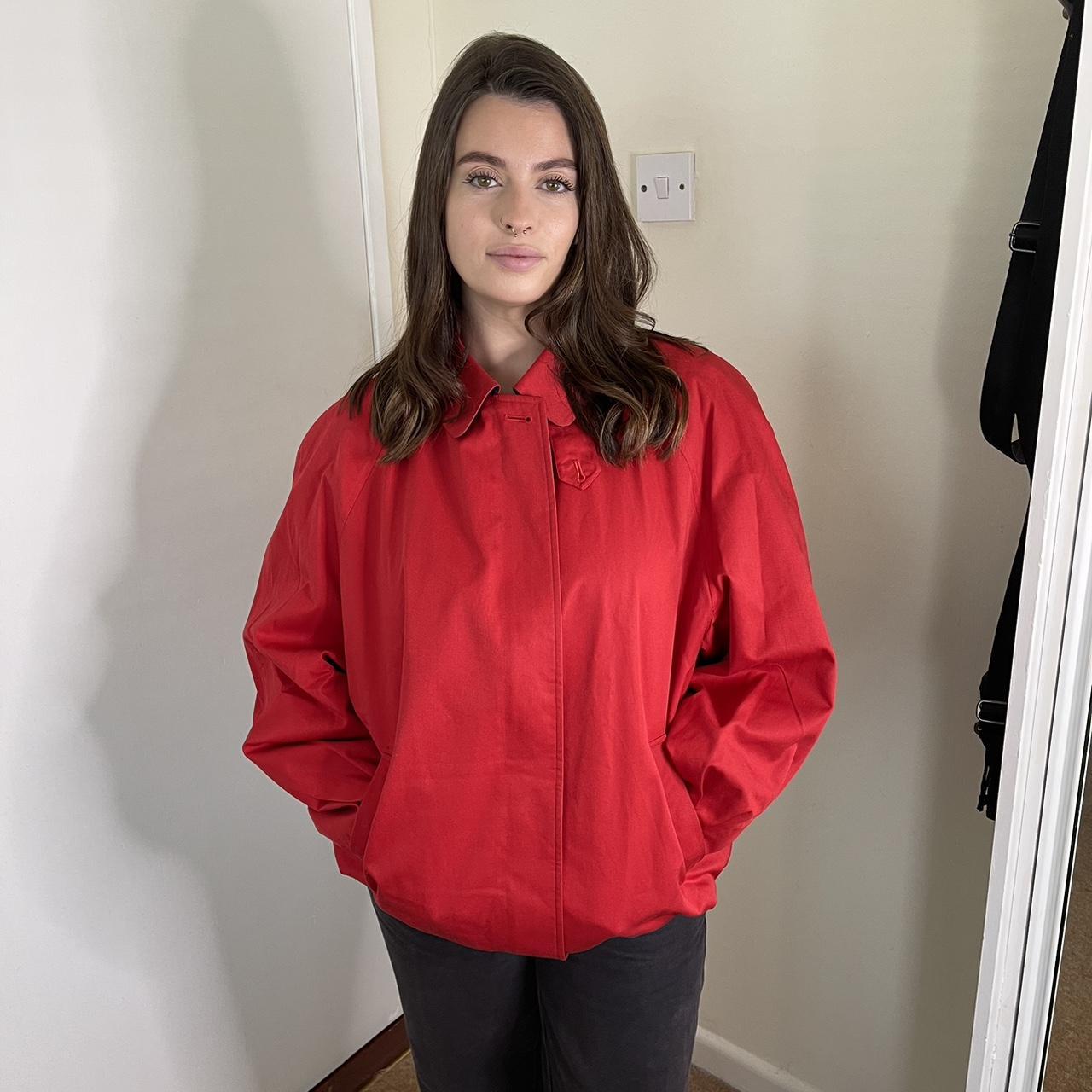 Vintage red Burberry Harrington jacket bomber Depop