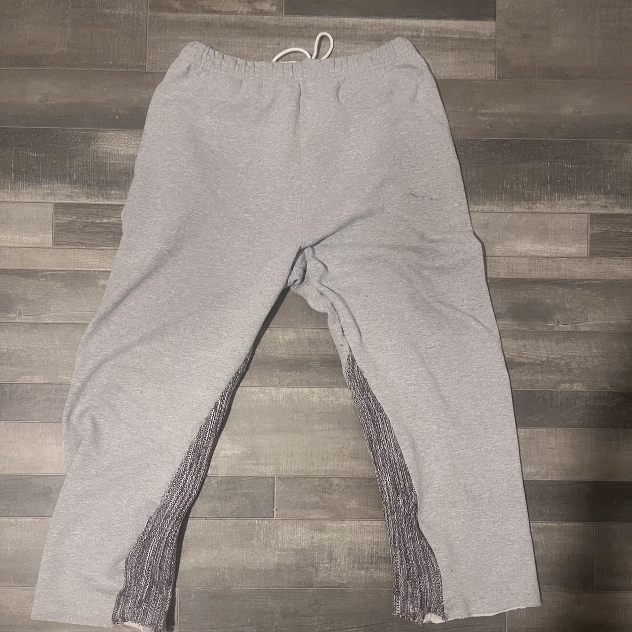 1of1 custom baggy grey sweatpants. Wool flare panel... - Depop