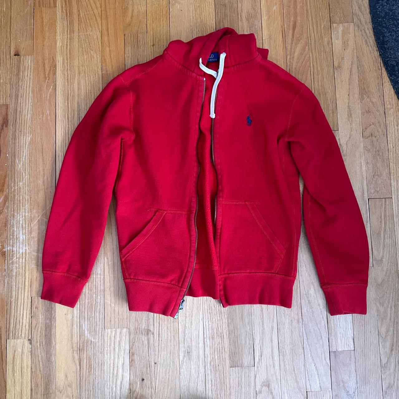 red polo zip up size small great condition worn a... Depop