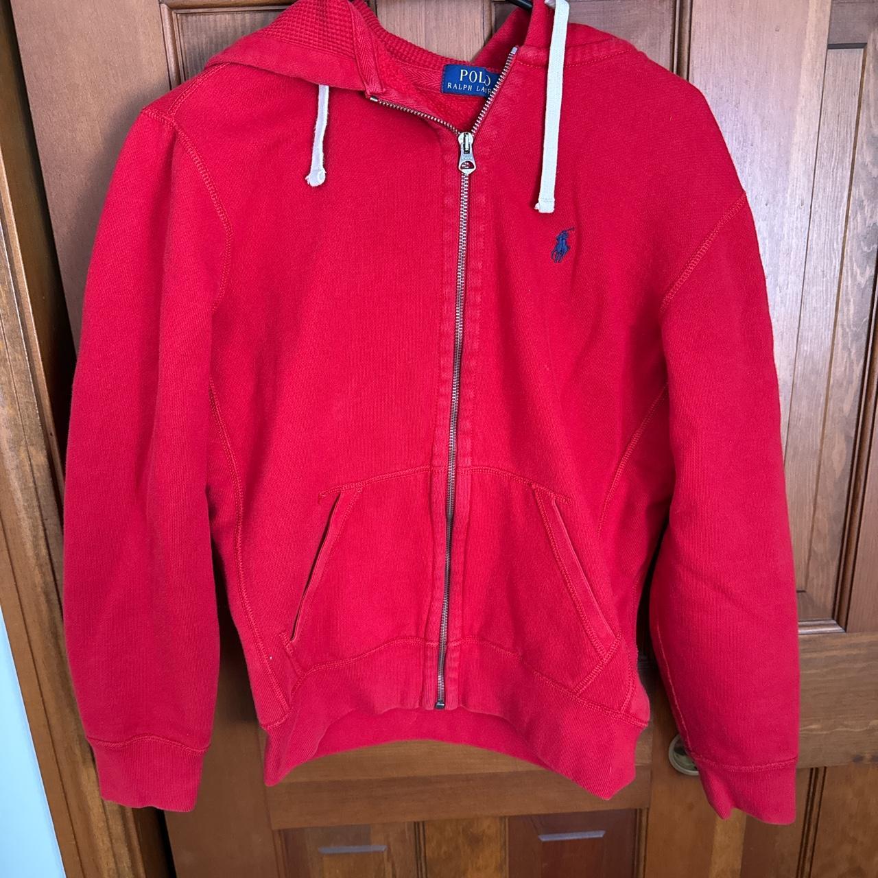 red polo zip up size small great condition worn a... Depop