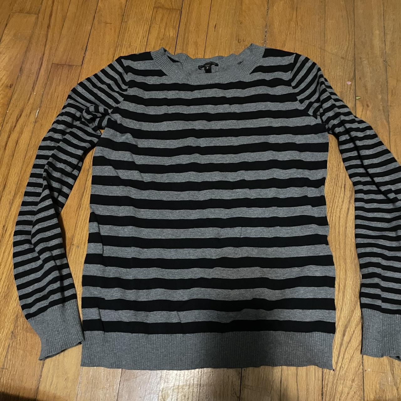 small express black and gray striped long sleeve... - Depop