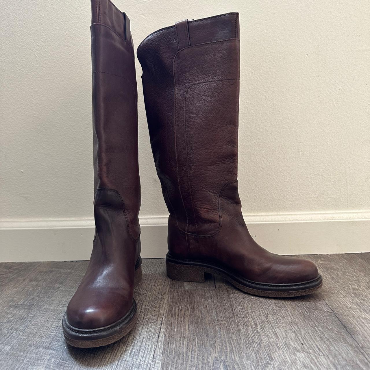 Women's Burgundy and Brown Boots | Depop