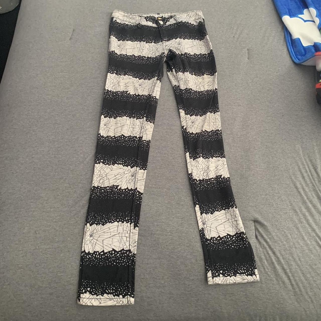 got these black and white striped jeans from a... - Depop