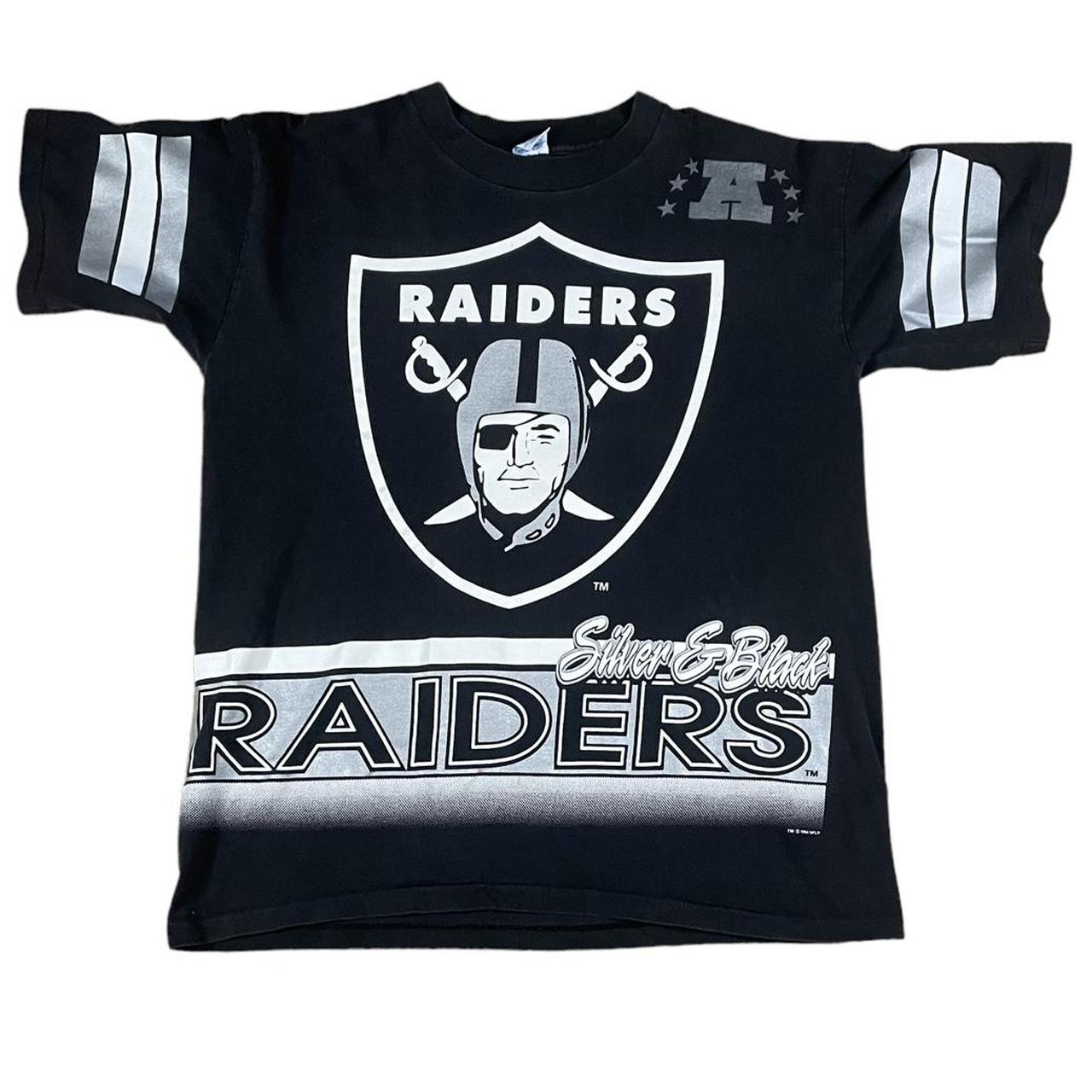 Vintage NFL Las Vegas Raiders Silver And Black T... Depop