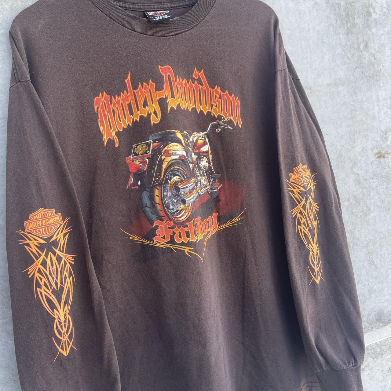 Vintage Brown Harley Davidson Long Sleeve Tagged... - Depop