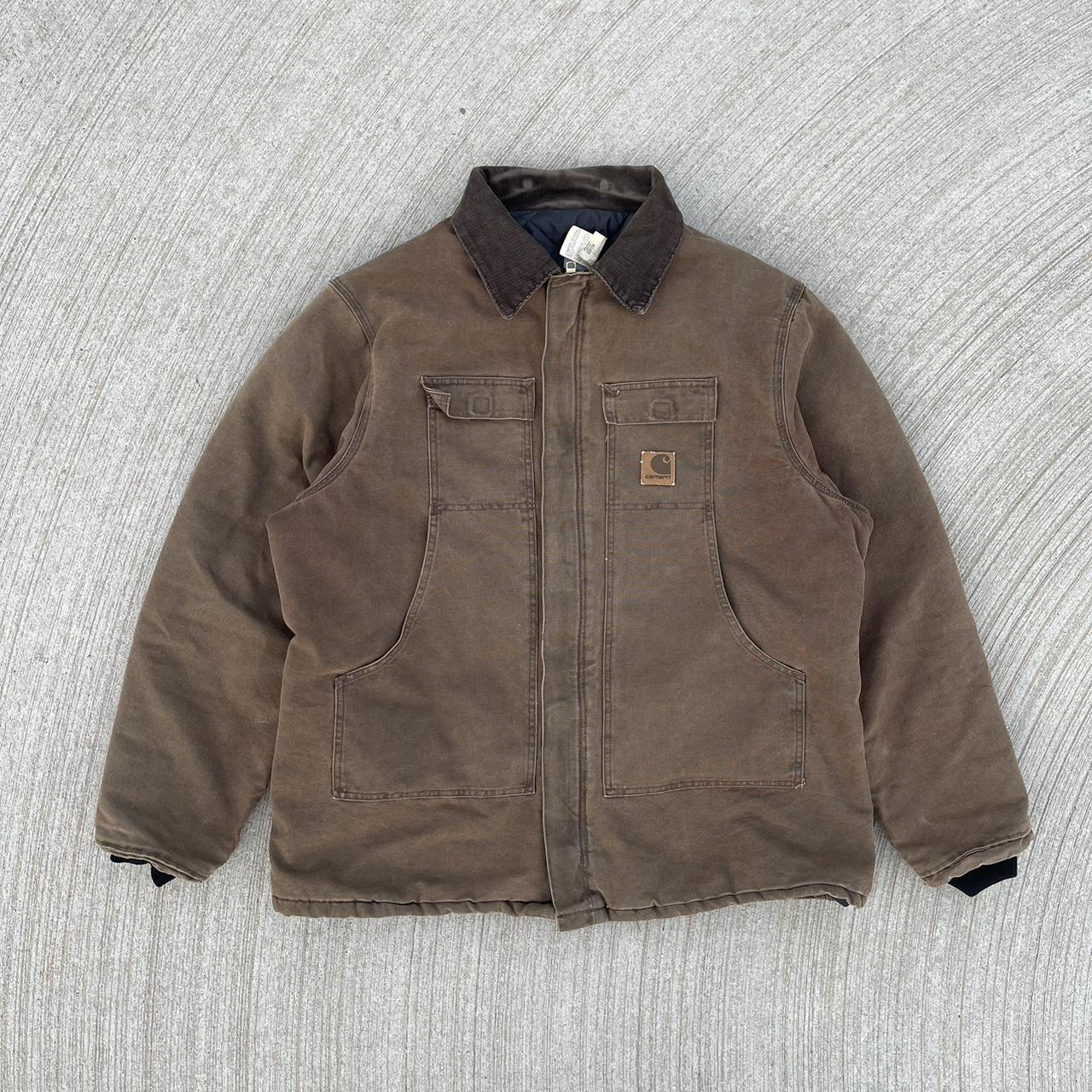 Vintage Faded Brown Carhartt Jacket Tagged Size: - Depop