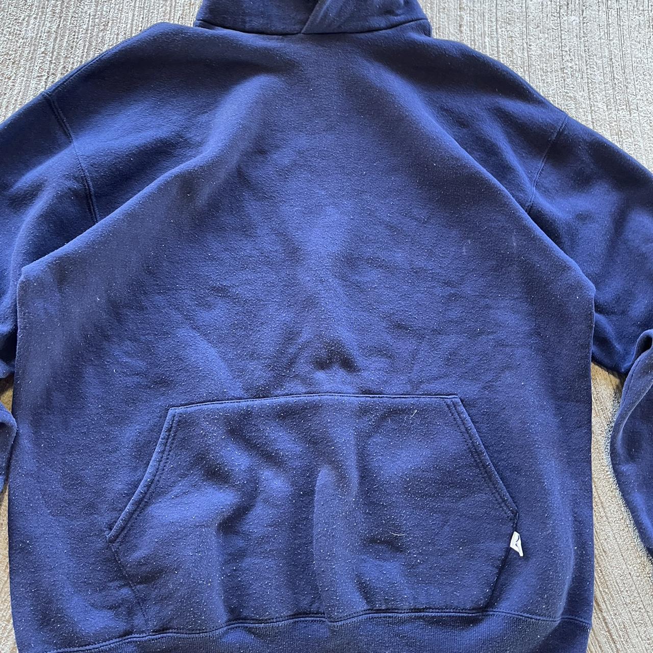 Vintage Navy Blue Russell Hoodie Made In USA Tagged... - Depop