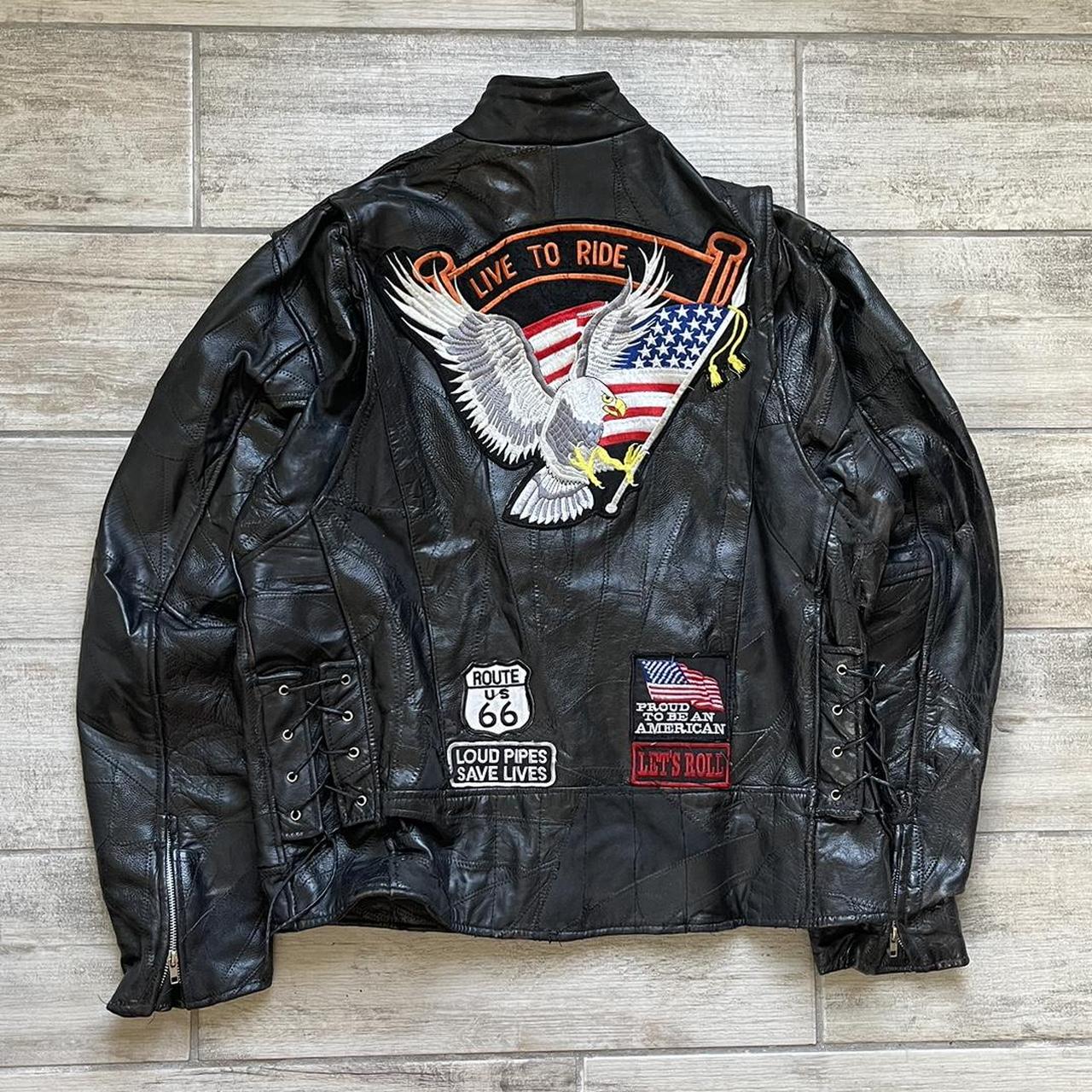 Vintage Rebel Ryder Biker Leather Jacket Tagged... - Depop