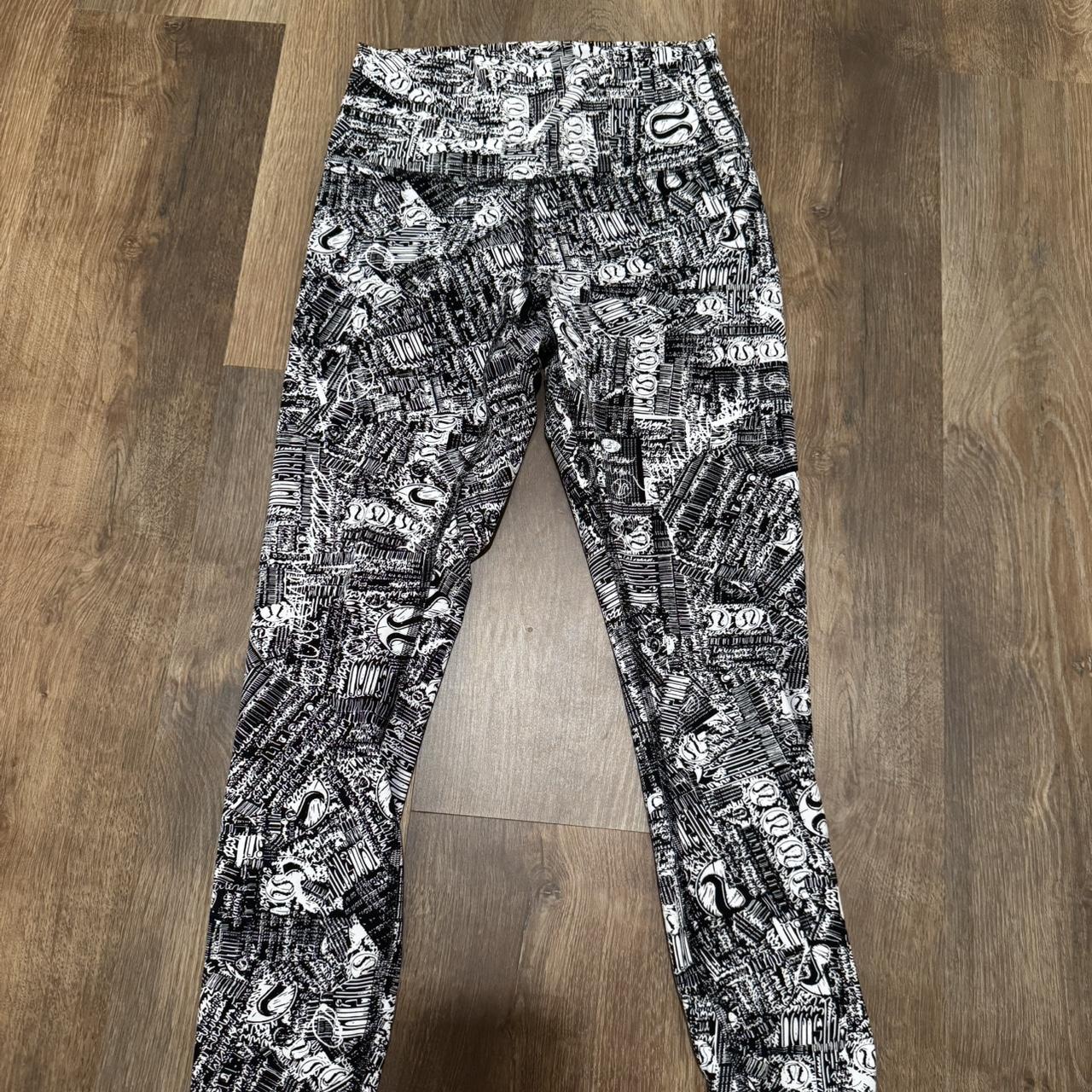 Lululemon Leggings Black and White Logo Size Depop