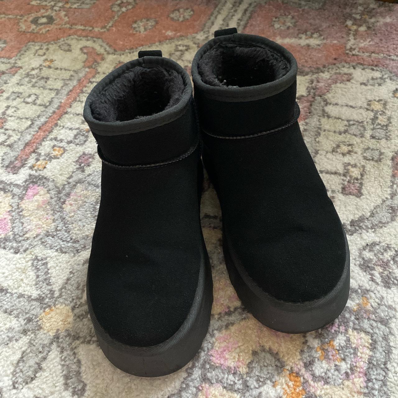 Mini platform winter boot black ugg dupe, perfect... - Depop