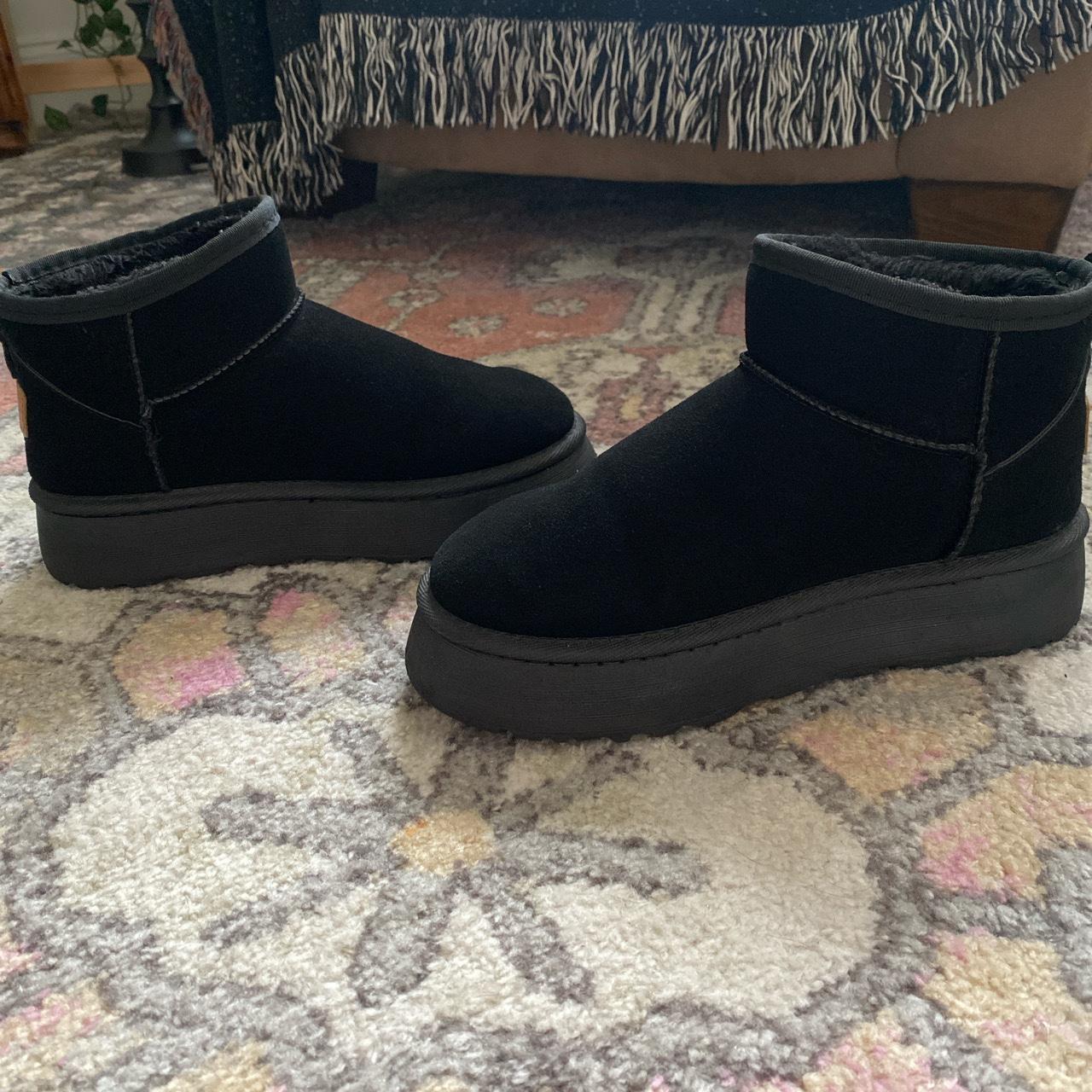 Mini platform winter boot black ugg dupe, perfect... - Depop