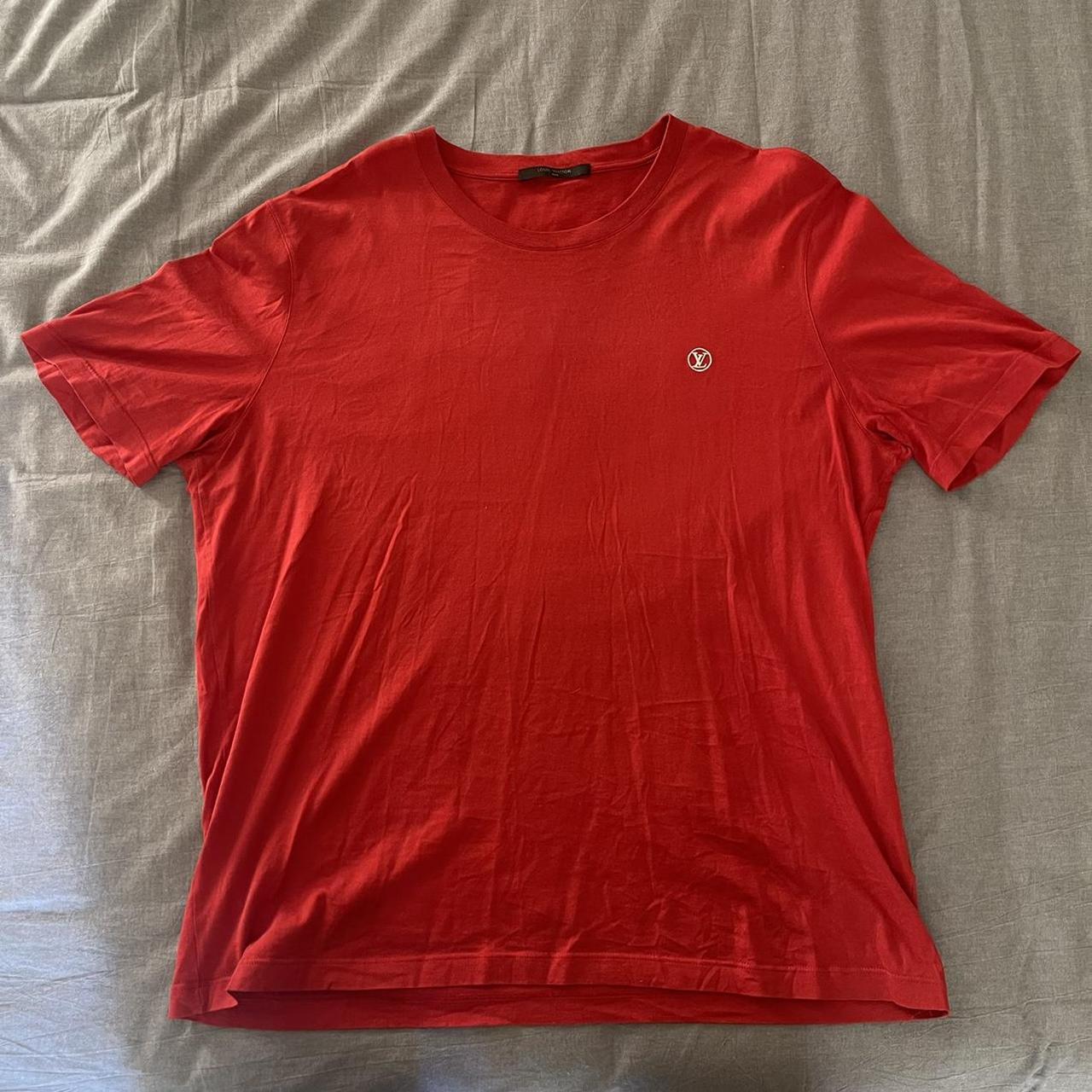 Louis Vuitton Red Monogram Logo T-shirt, Fits like an