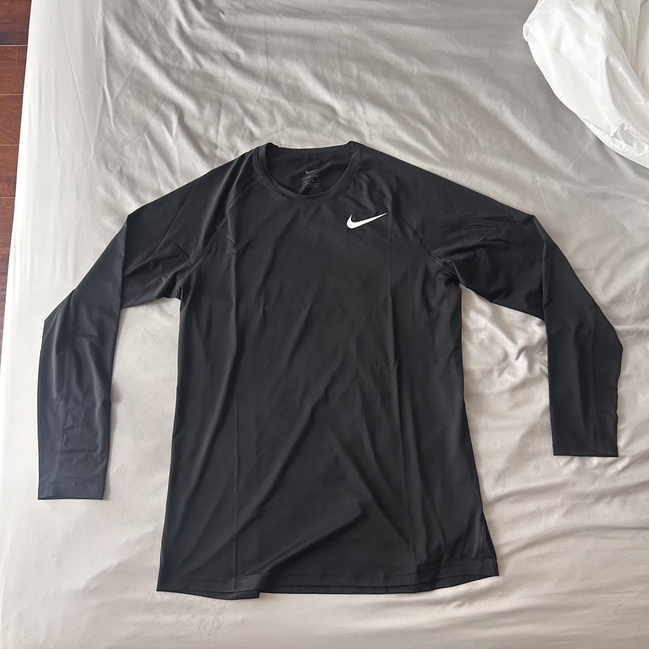 Nike Dri Fit Black Textured Long Sleeve Depop