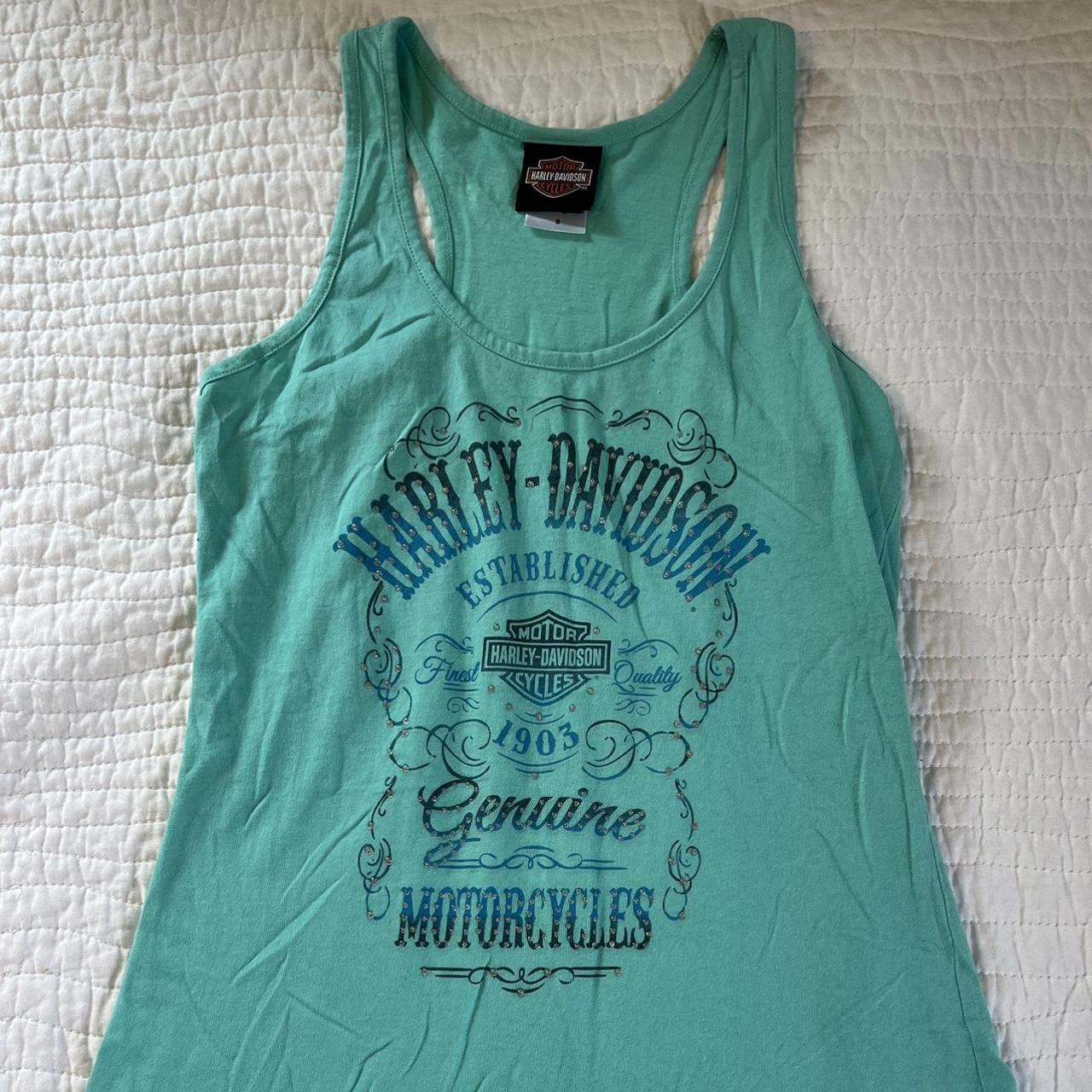 Harley davidson teal jeweled tank top Women’s size... - Depop