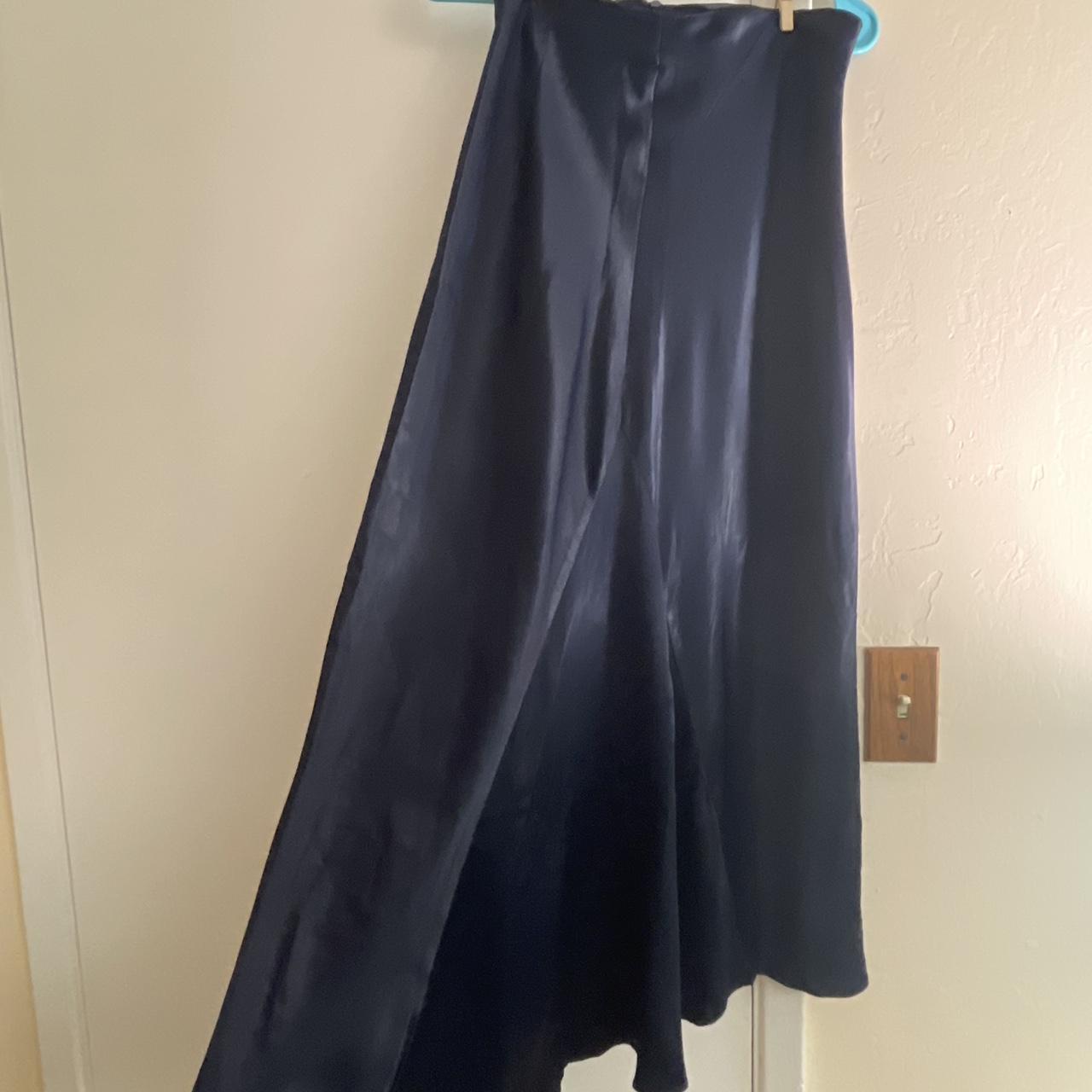 Navy satin skirt zara best sale