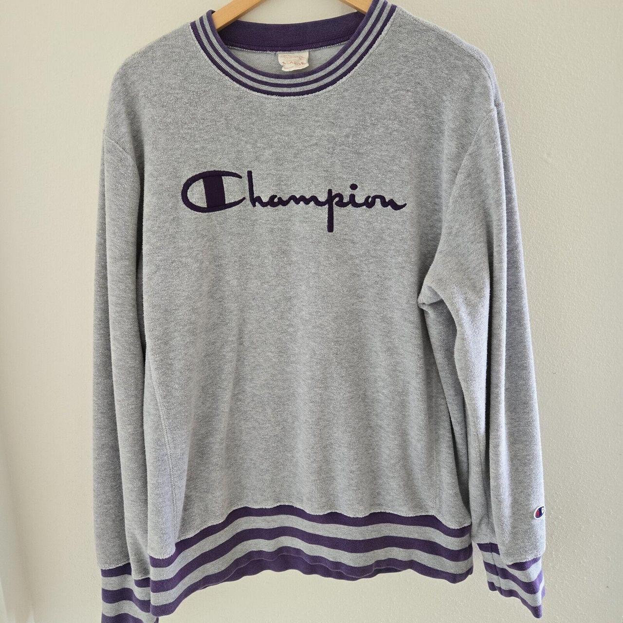 CHAMPION REVERSE WEAVE CREWNECK 211685 GREY PURPLE. Depop