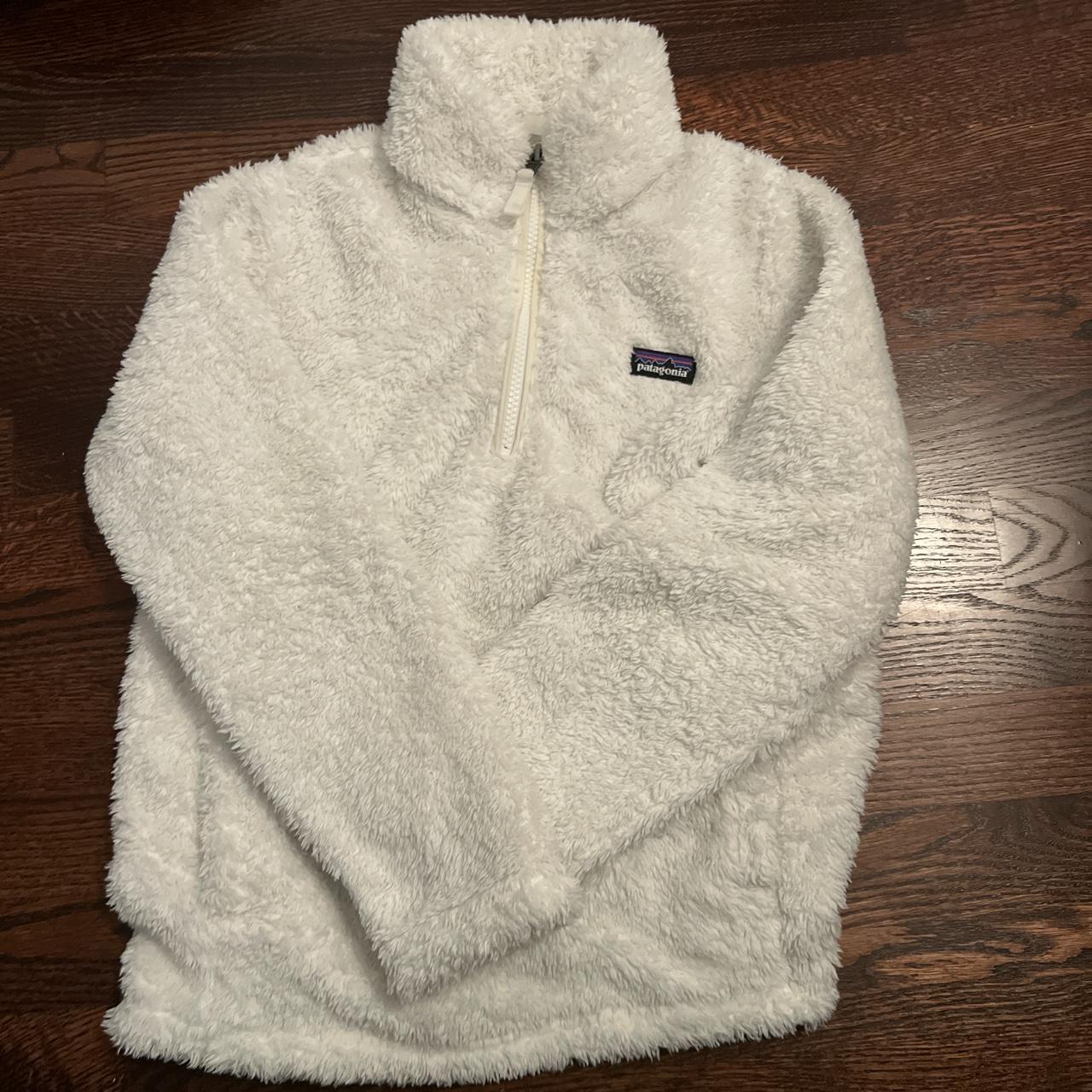 white patagonia fluffy quarter zip pull up size... - Depop