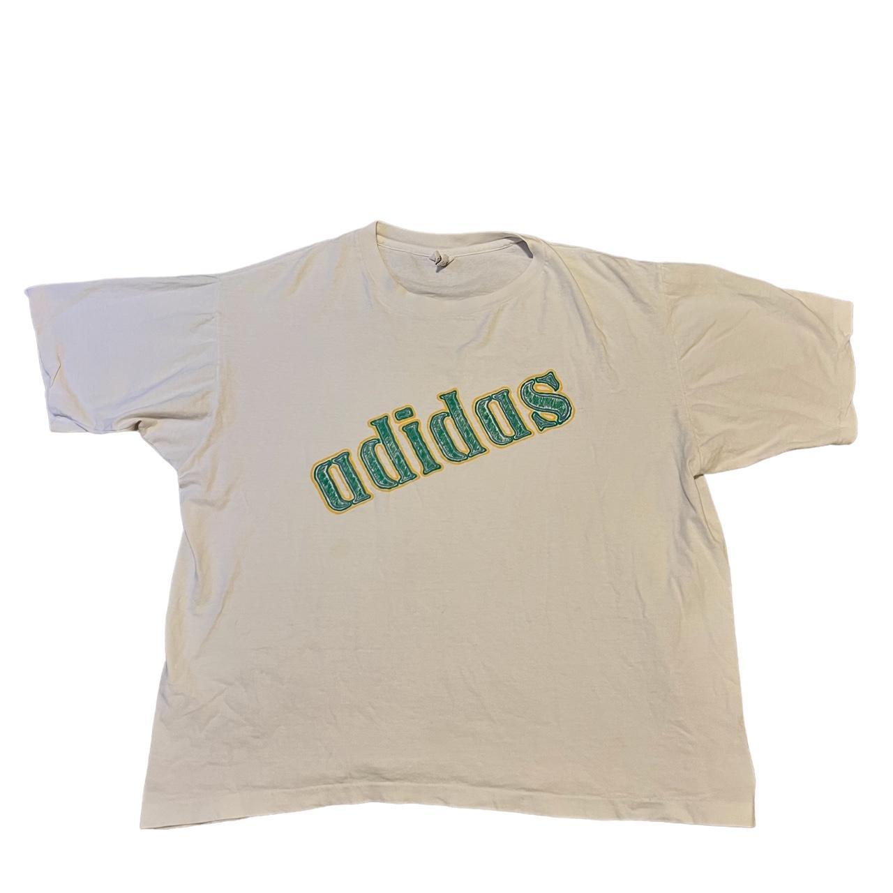 Vintage 80s Made in USA Adidas T-Shirt Size:... - Depop