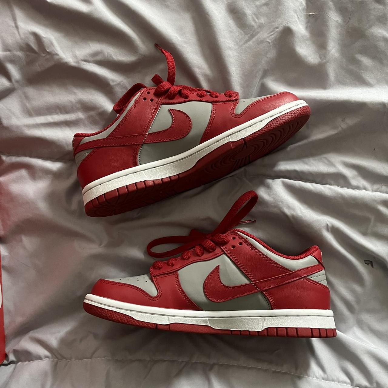 Nike dunks low red white size 4.5 boys 6 Women’s - Depop