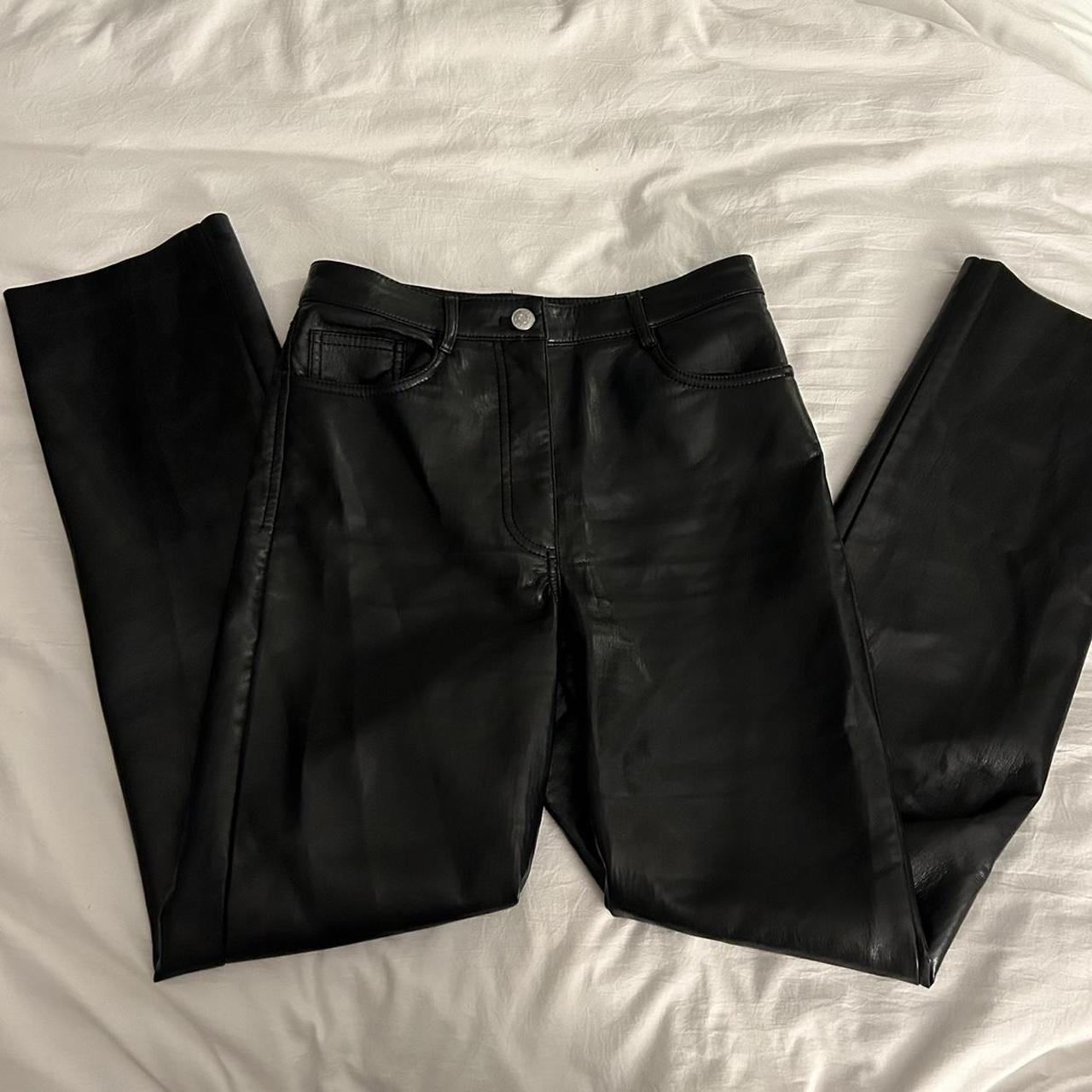 Straight leg-leather-trousers - Depop
