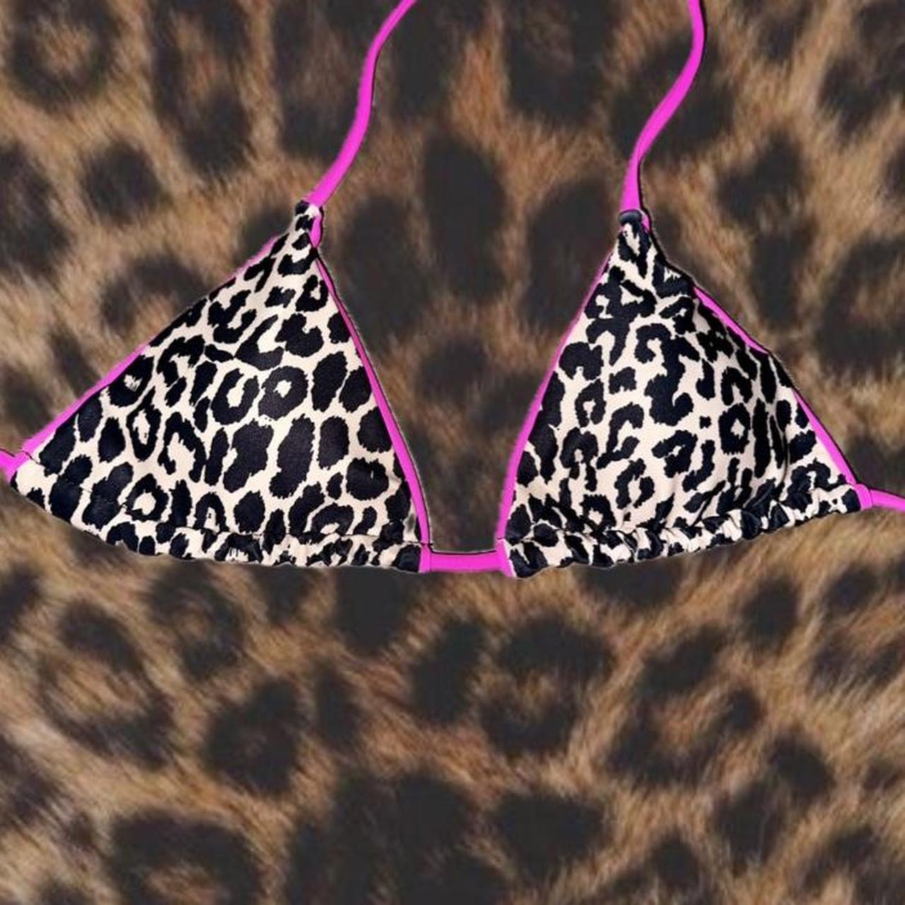 Shein Bikini S Cheetah Print + Hot pink Outline... - Depop