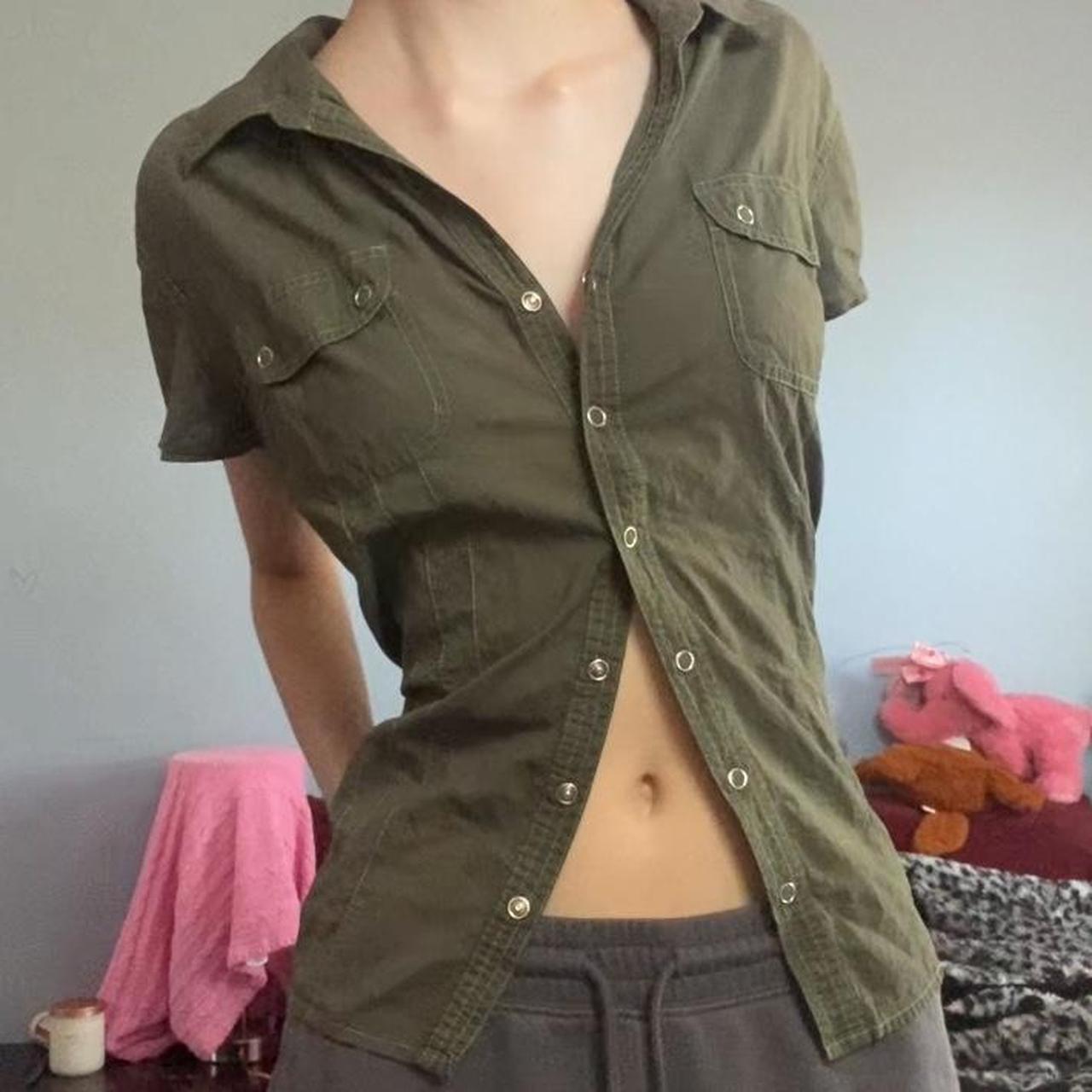 Olive Green Style&co. Snap button up shirt. Super... Depop