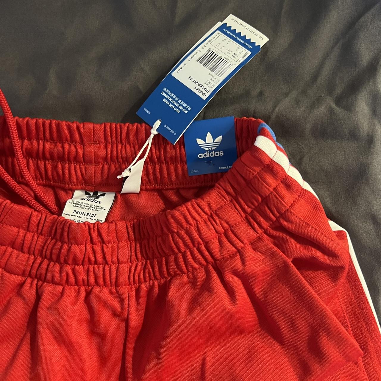 Adidas vintage red joggers/ track pants brand new... - Depop