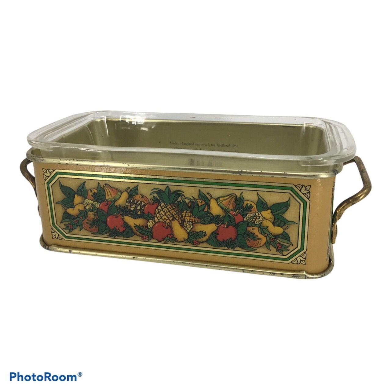 Vintage Teleflora Loaf Pan Holder With Pyrex Loaf Pan 213, Made in England,  1981 