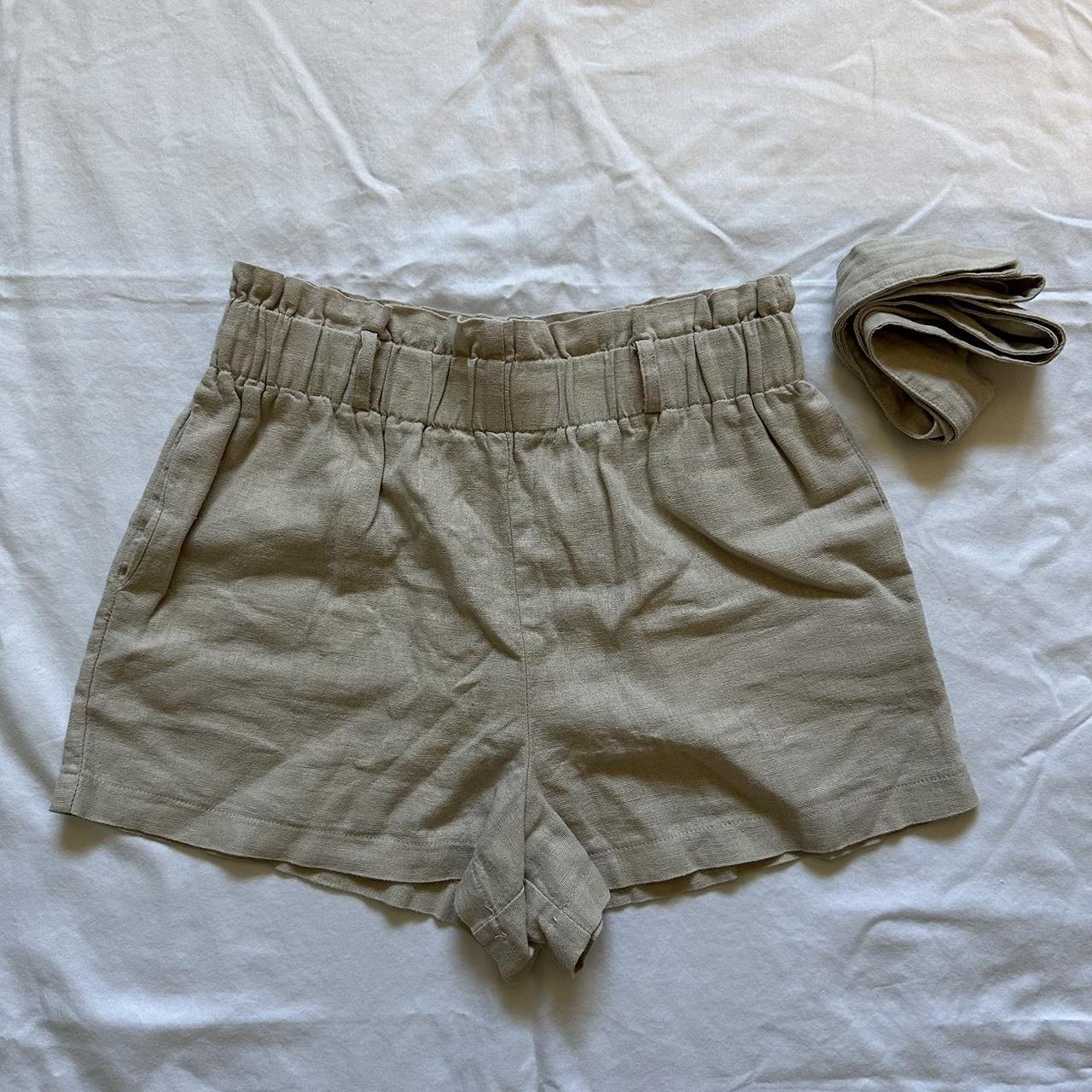 linen shorts | comes with removable belt! fits... - Depop