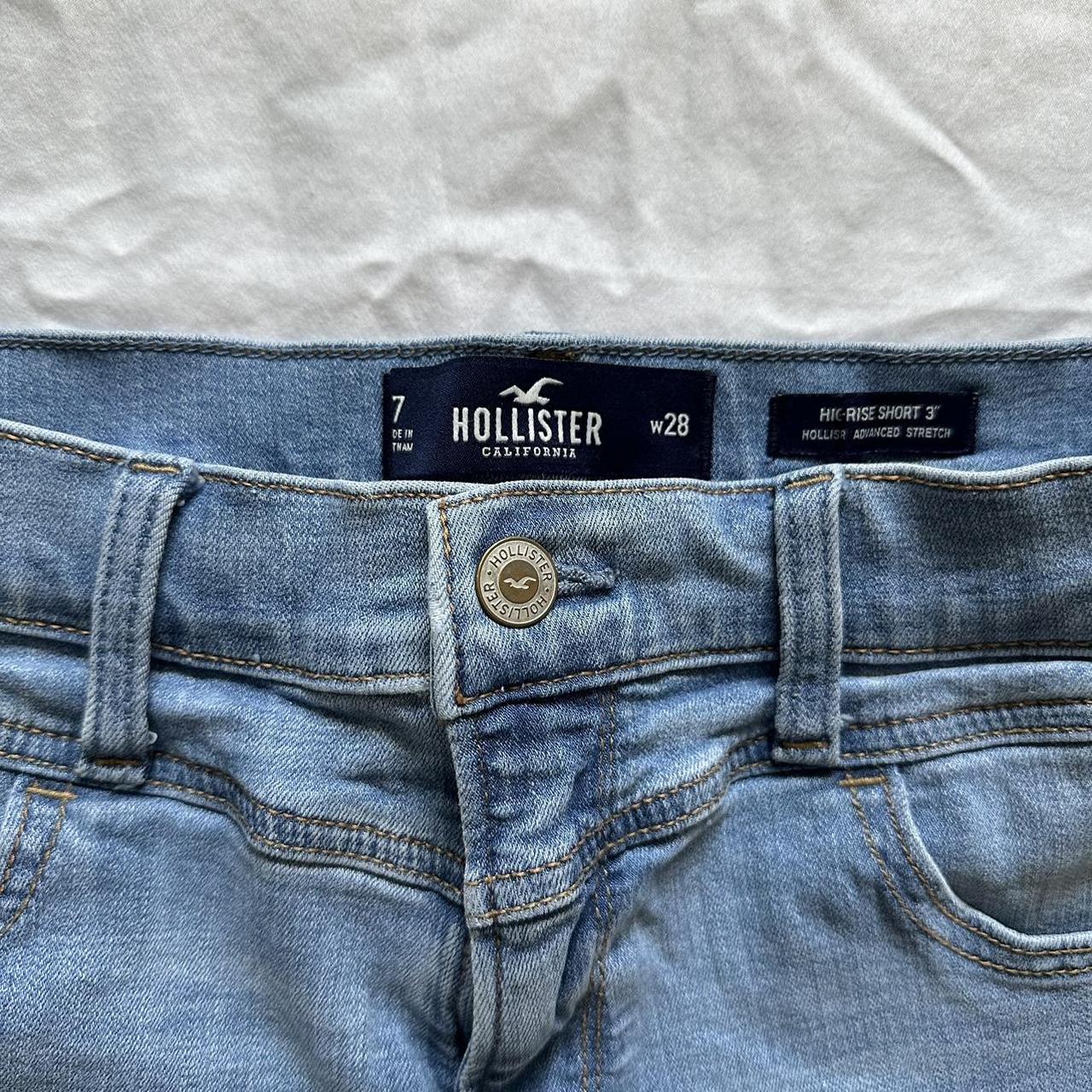 hollister light blue high rise shorts | only worn a... - Depop