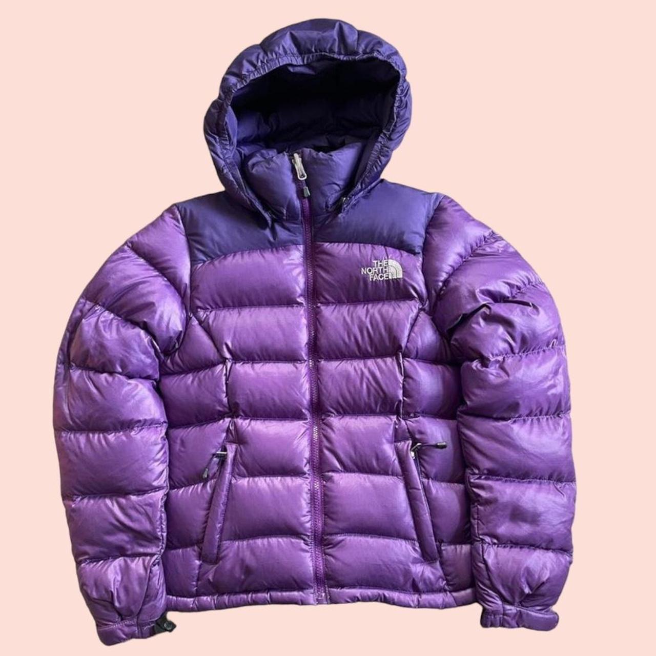 The North Face 700 two toned purple puffer jacket... - Depop