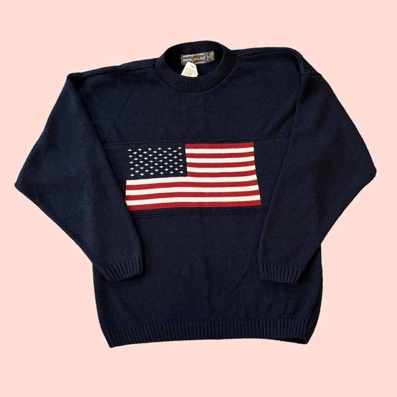 David Taylor navy USA American Flag knitted jumper... - Depop