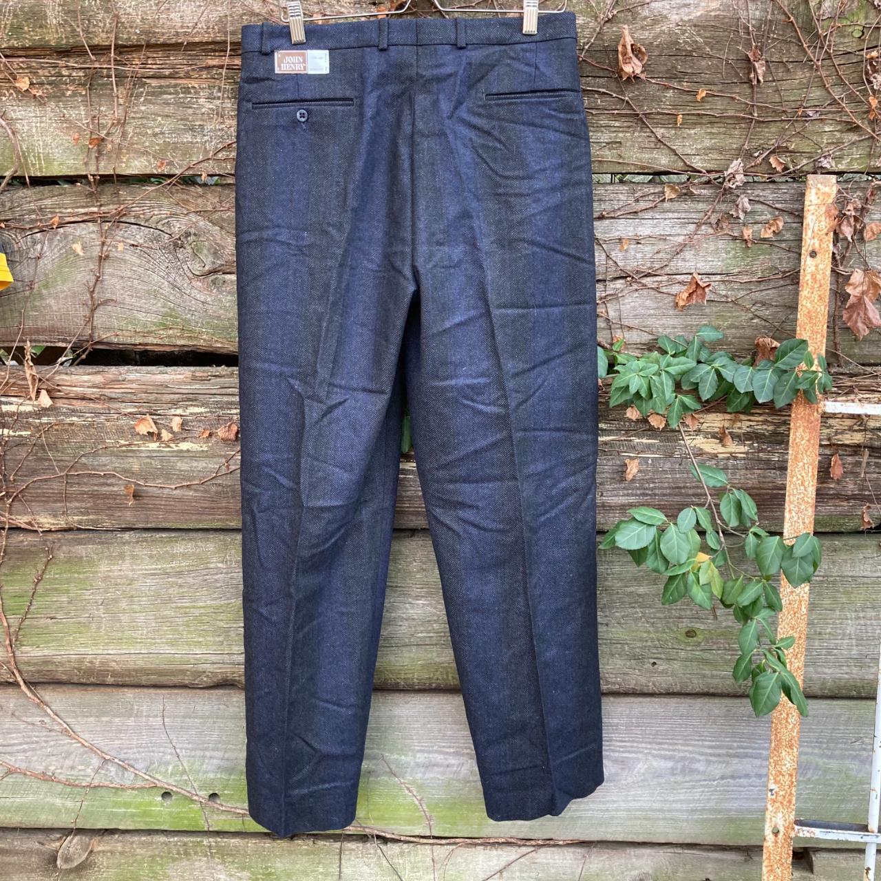 Vintage Tweed Pants | 1980s | Blue and black stripes... - Depop