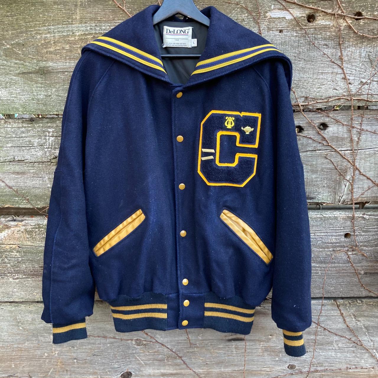 Women's Navy Blue Wool Varsity Jacket