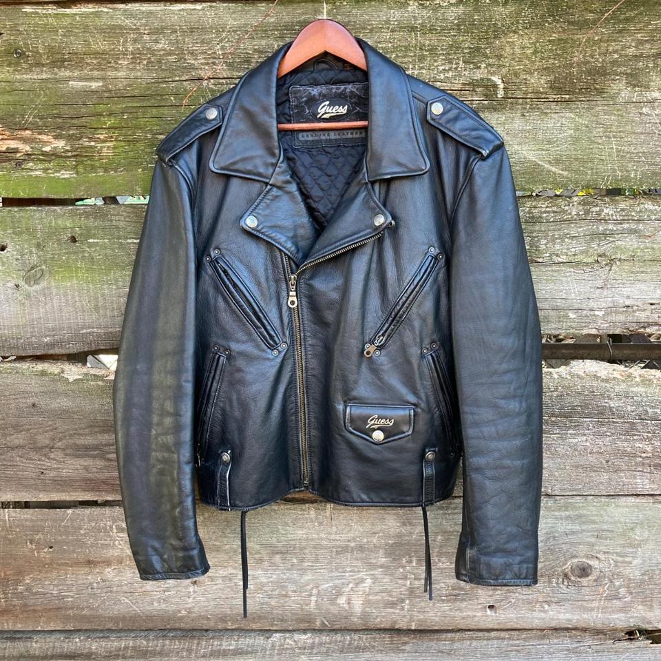 Guess leather sale motorcycle jacket