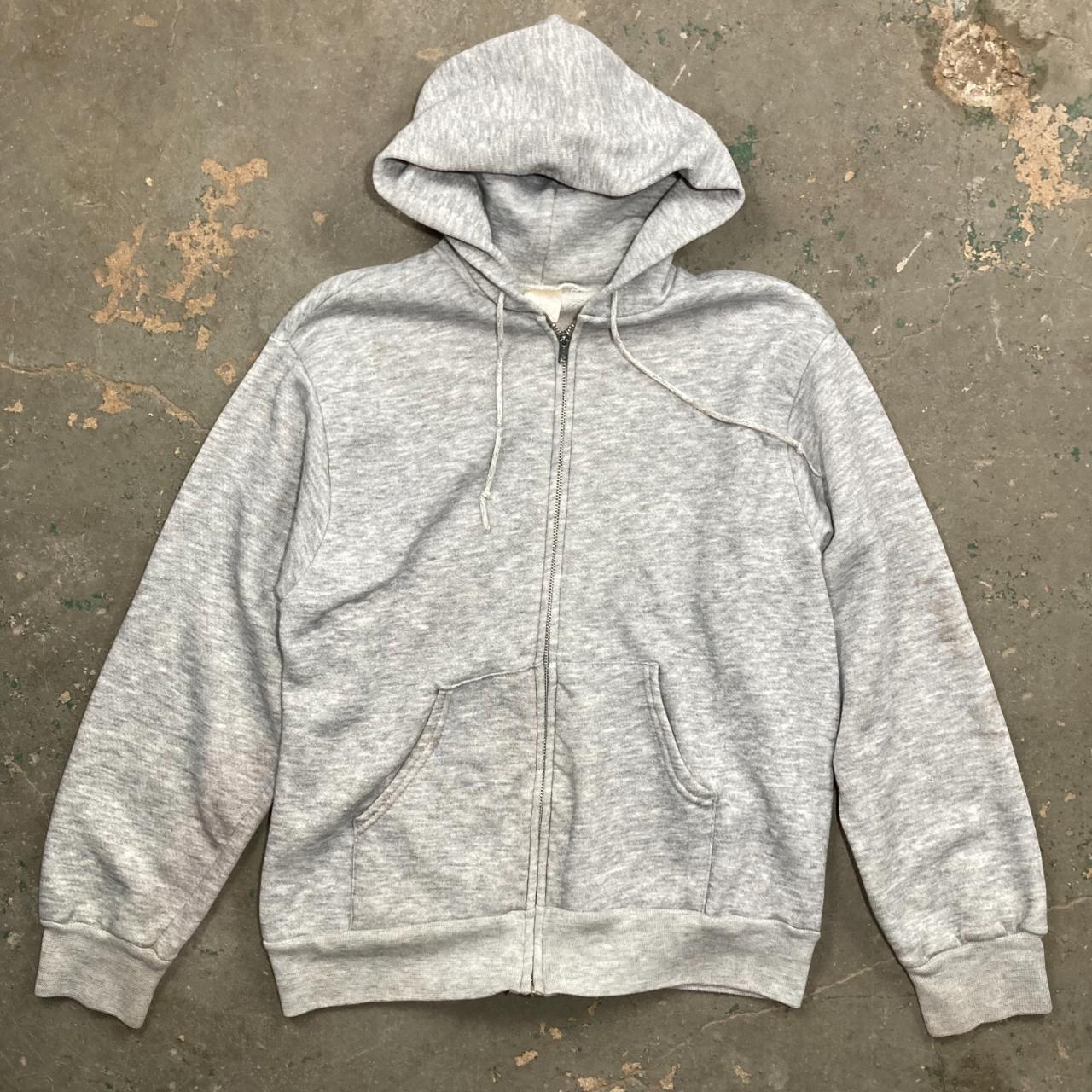 Vintage Grey Zip Hoodie Description: Heather Depop