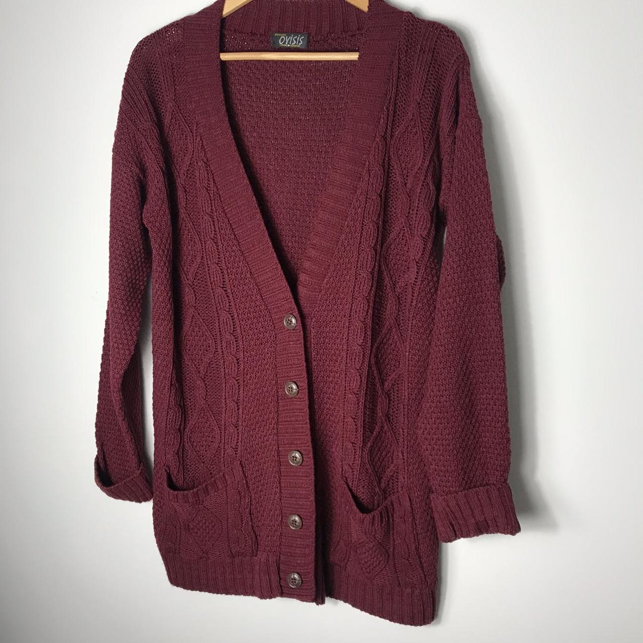 Men's Burgundy Cardigan Depop