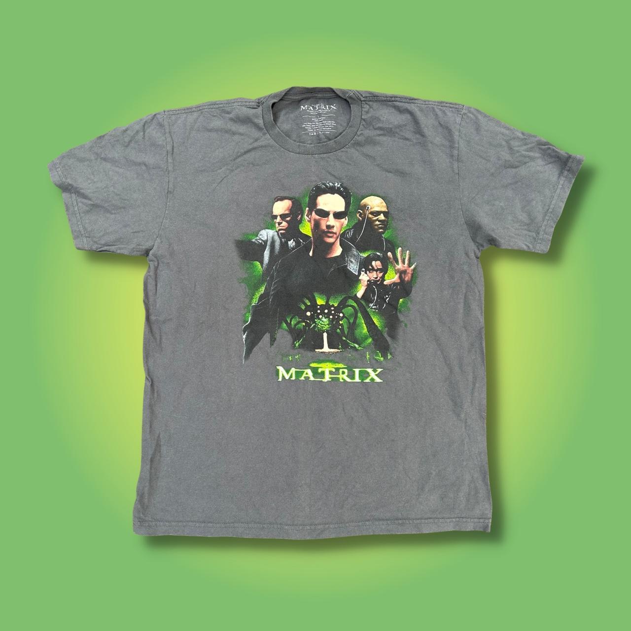 The Matrix tshirt! Vintage 90s style green and grey... - Depop