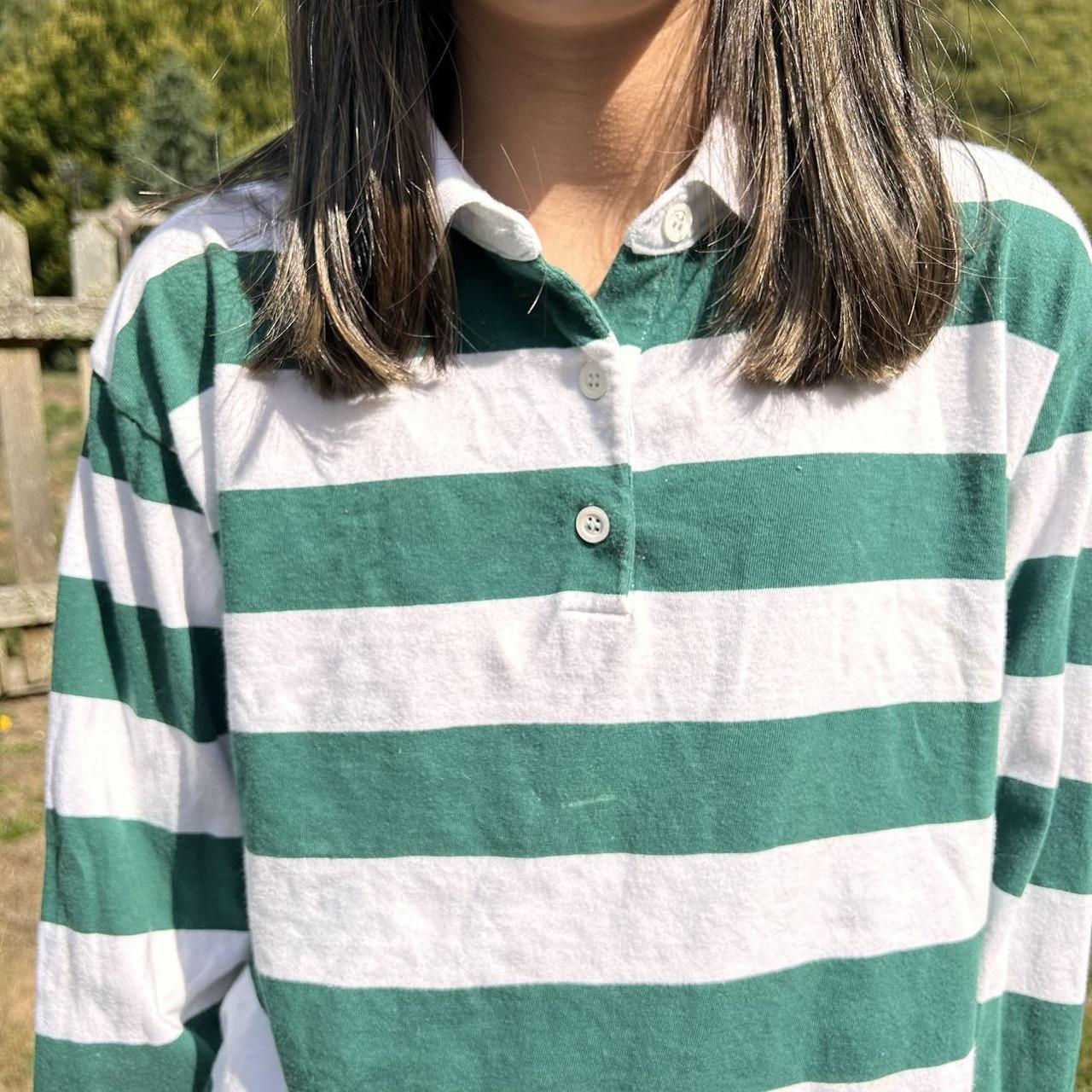 Brandy Melville green striped polo shirt! Brandy... Depop