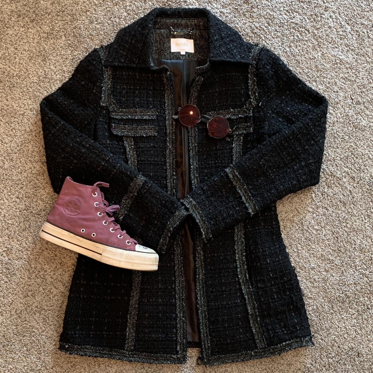 Laundry by Shelli Segal Men's Black and White Jacket Depop