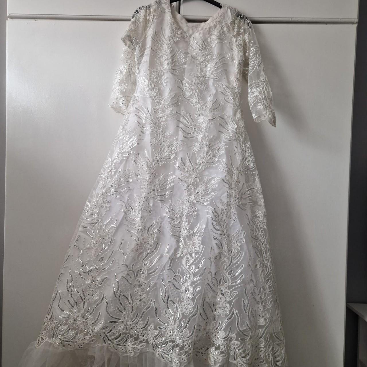 White Embroidered Net Dress, perfect for party or a... - Depop