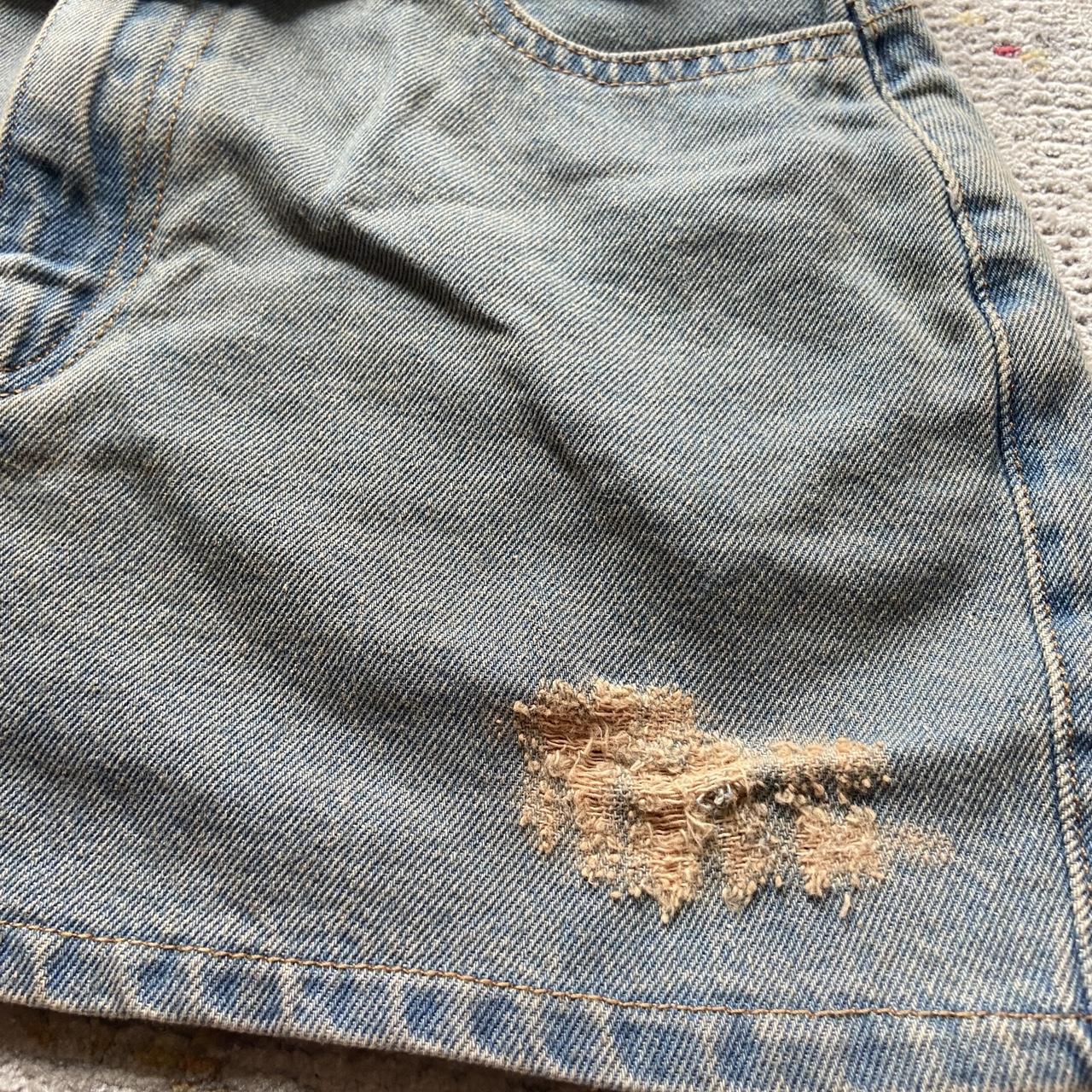 MICRO MINI DISTRESSED DENIM SKIRT. LIGHT BLUE WASH... - Depop