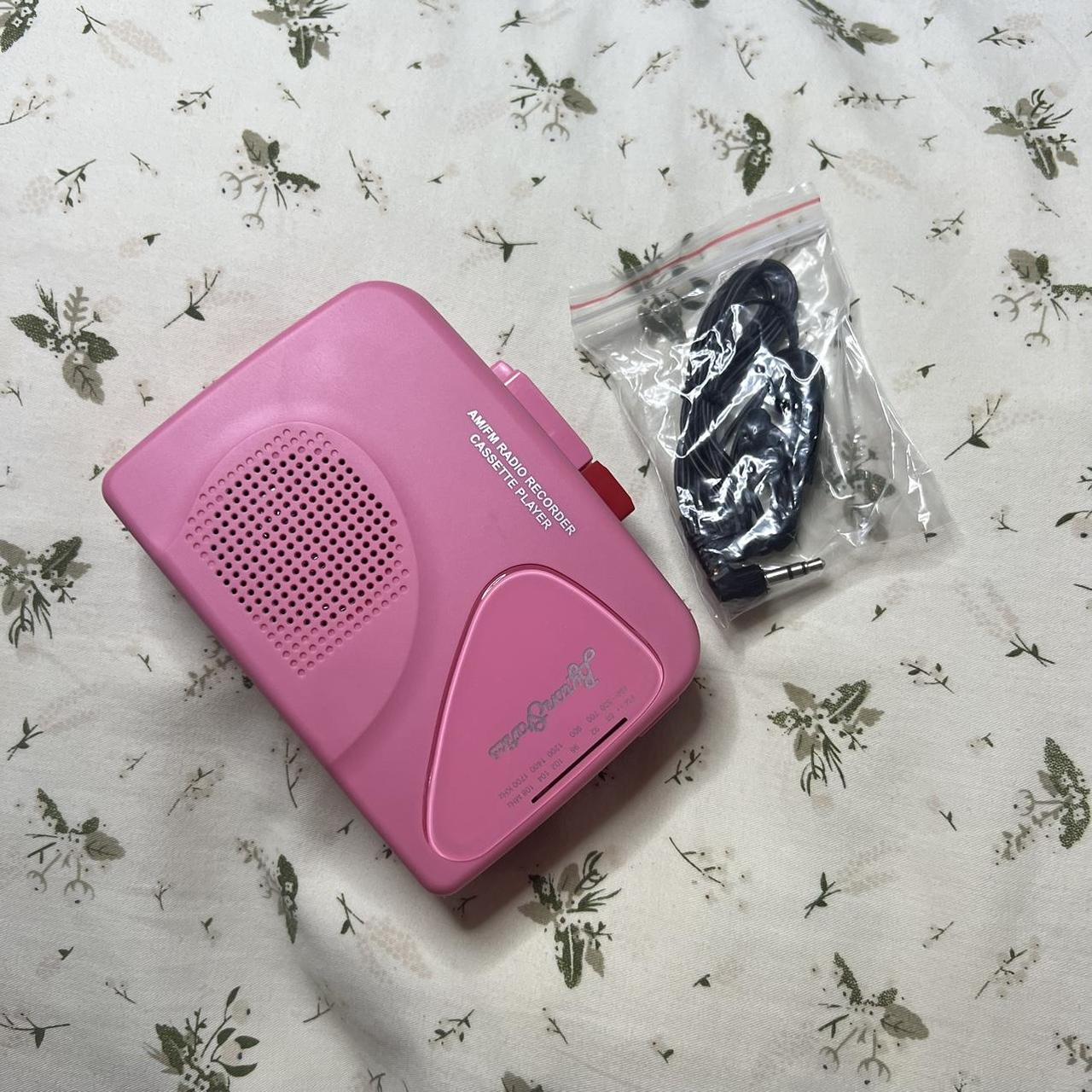 pink cassette player (player and headphones never... - Depop