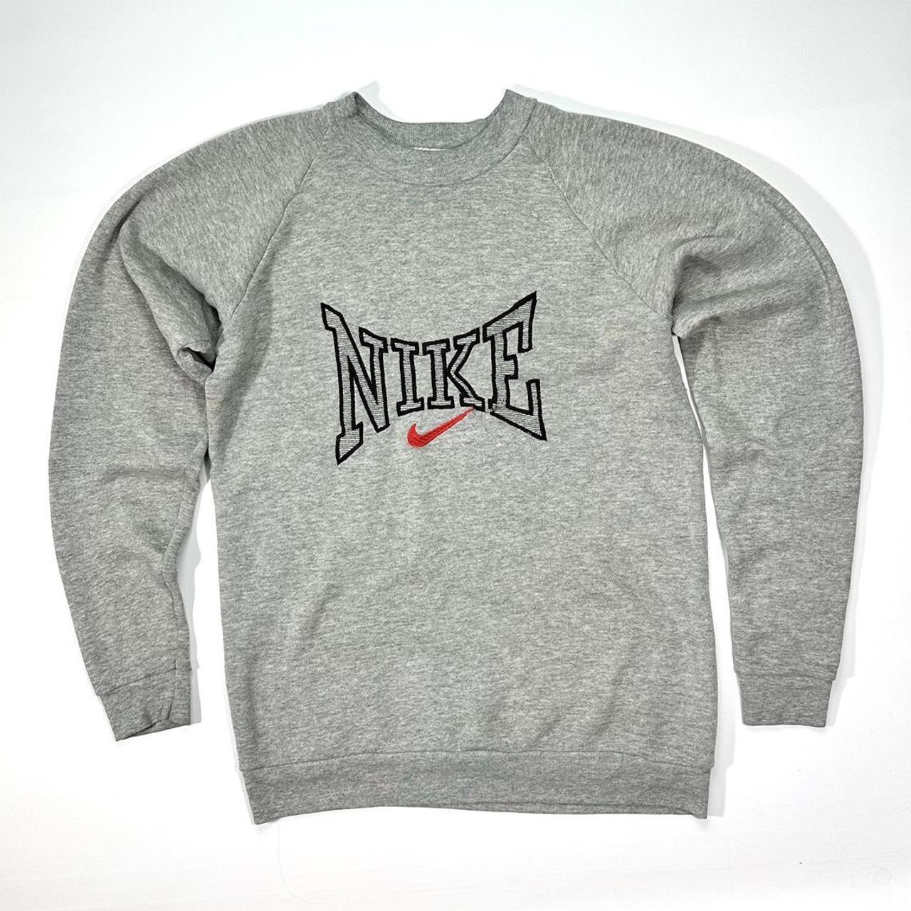 grey nike spellout sweatshirt