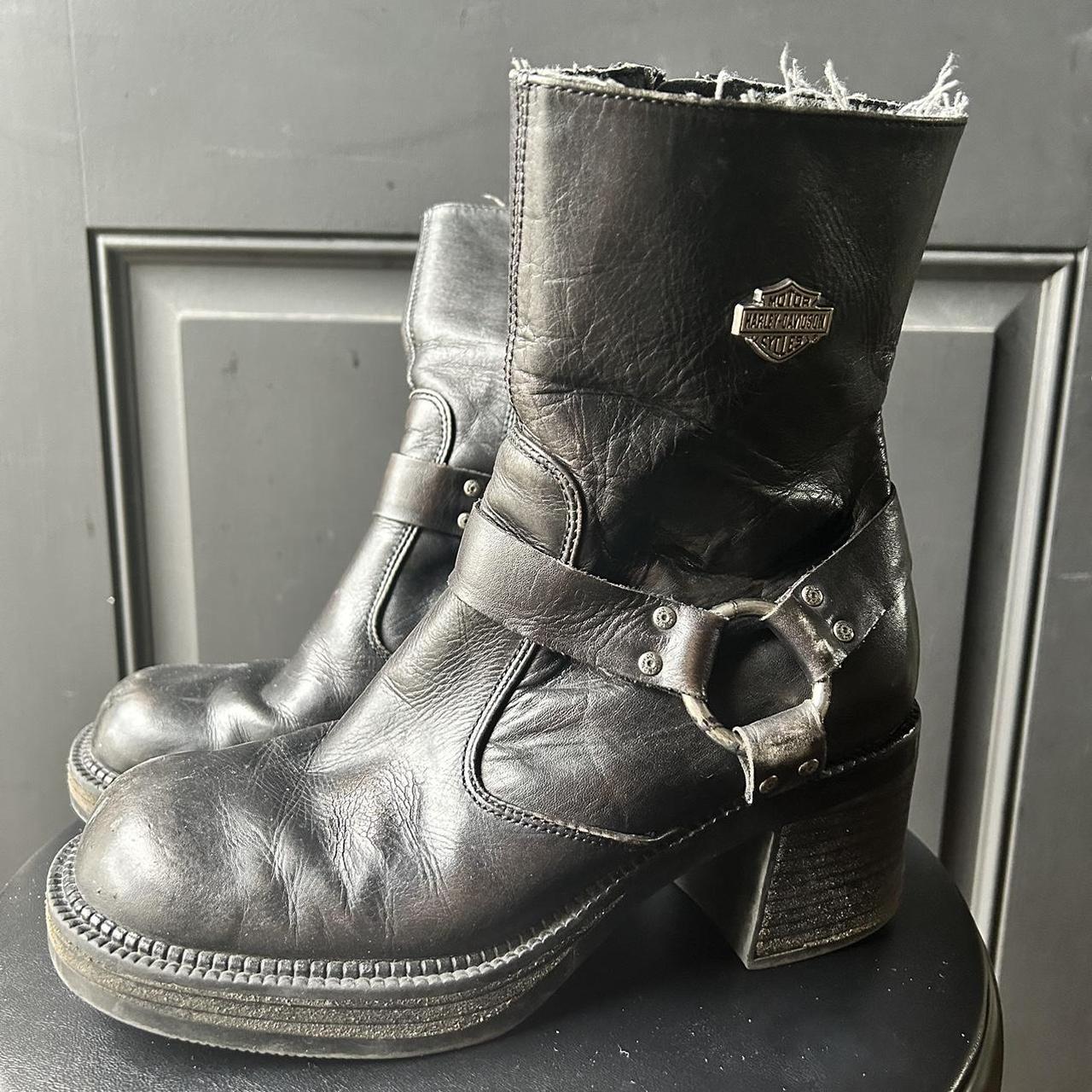 Vintage Harley Davidson Leather Boots Size 7 US... - Depop