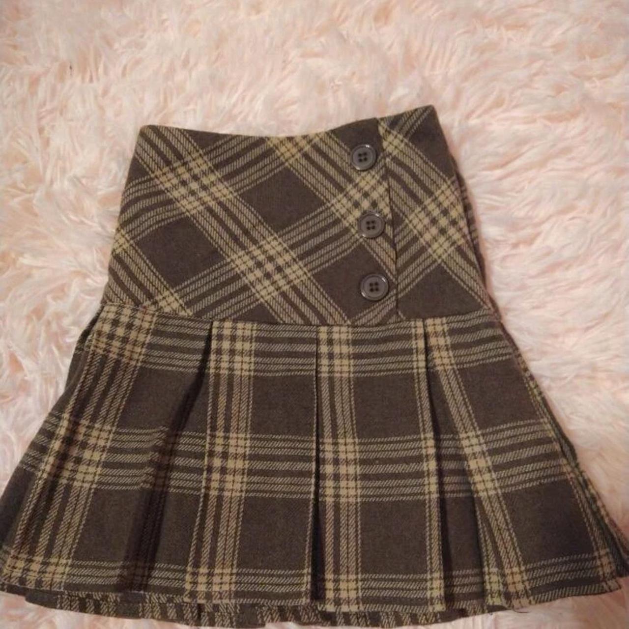 Plaid school girl mini skirt with attached shorts - Depop