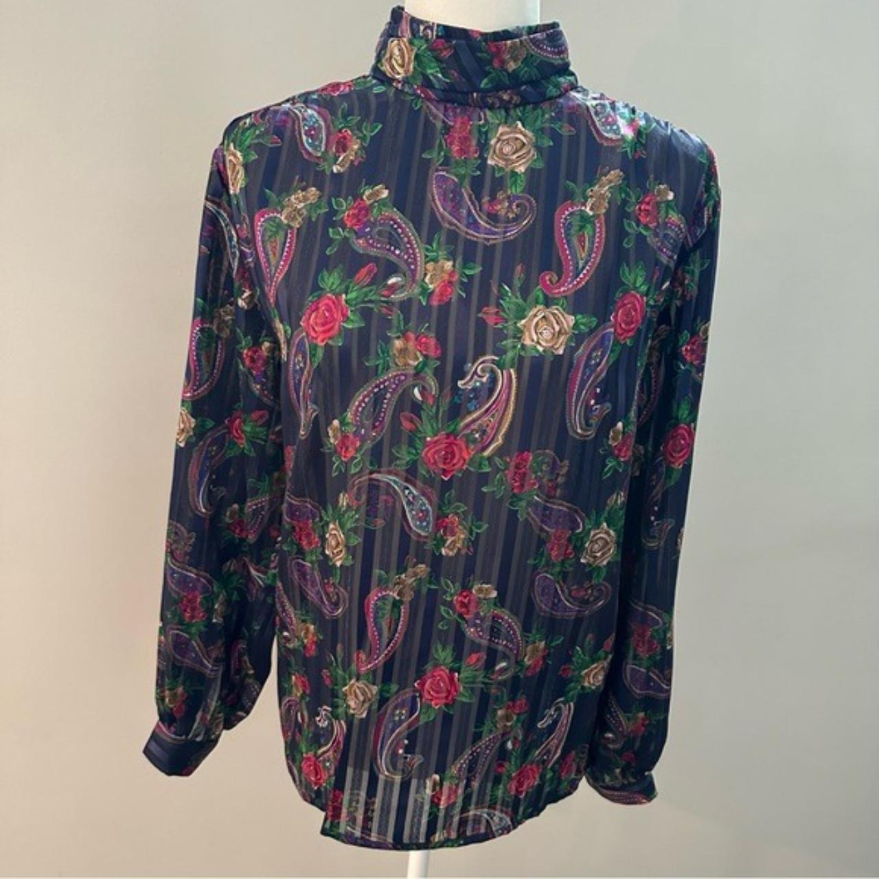 Vintage Semi-Sheer Paisley Print Blouse Hasting &... - Depop